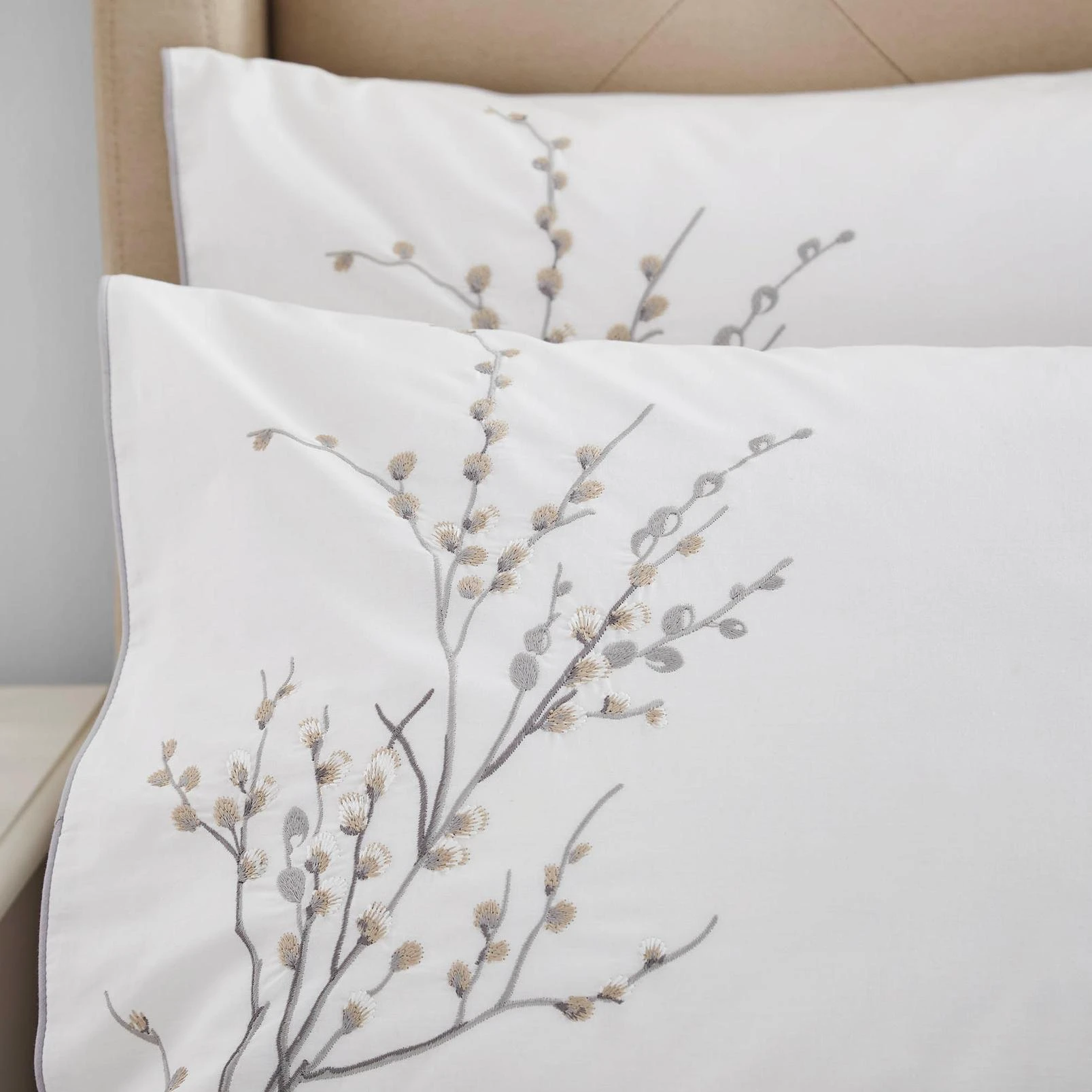 Pussy Willow Sprig Embroidered Dove Grey Duvet Cover Set - LAPUSSE02DQ_CAMEO_PUSSY WILLOW SPRIG EMBROIDERED DOVE GREY_02.jpg