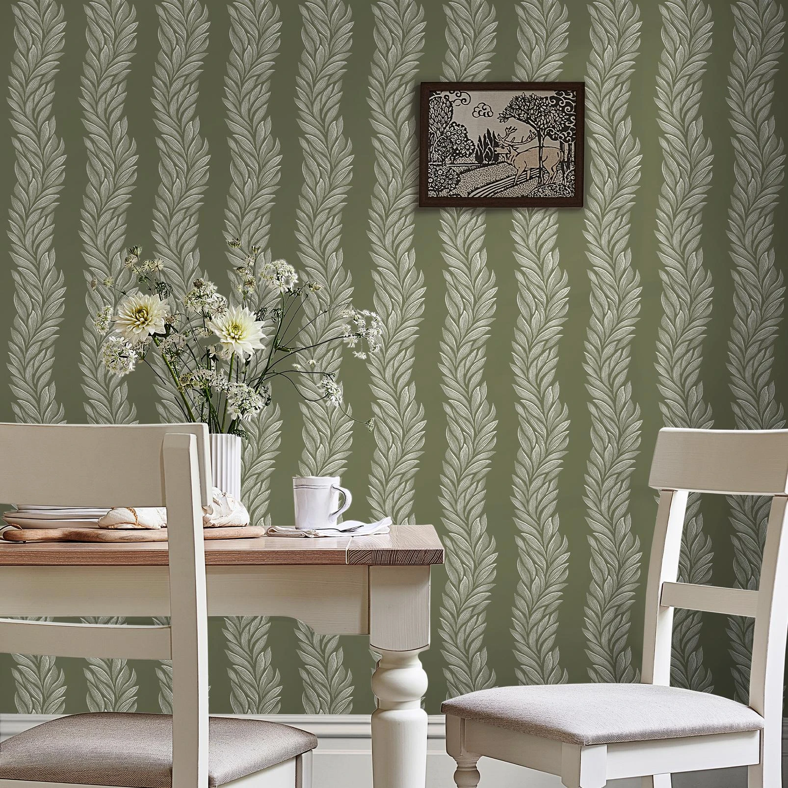 Laura Ashley Caulderton Leaves Olive Green Wallpaper - 140321_ROOMSET COULDERTON LEAVES OLIVE GREEN_01.jpg