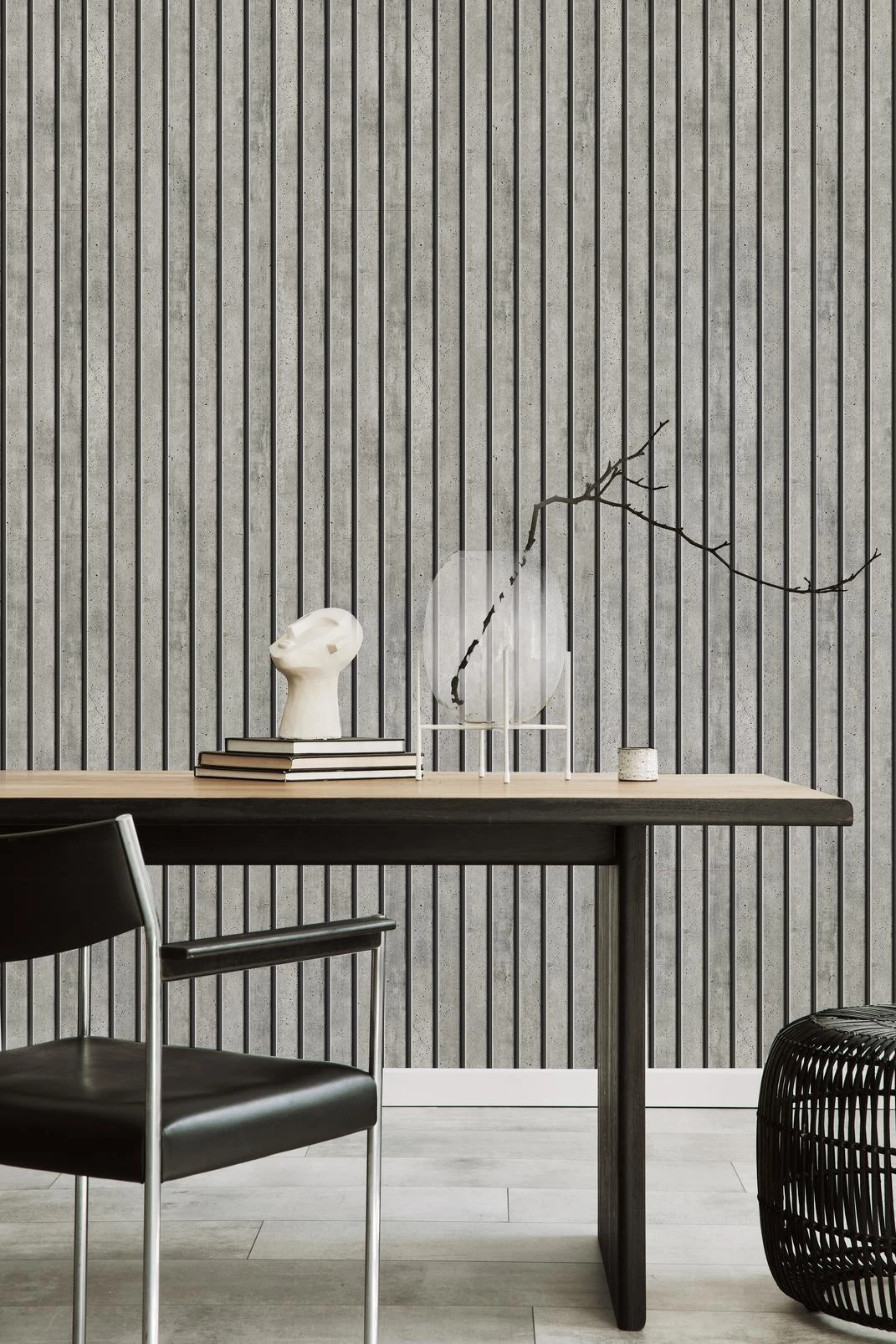 Transform Concrete Slats Grey Peel and Stick Wallpaper - 129717_ROOMSET_Concrete Slats Grey _01.jpg