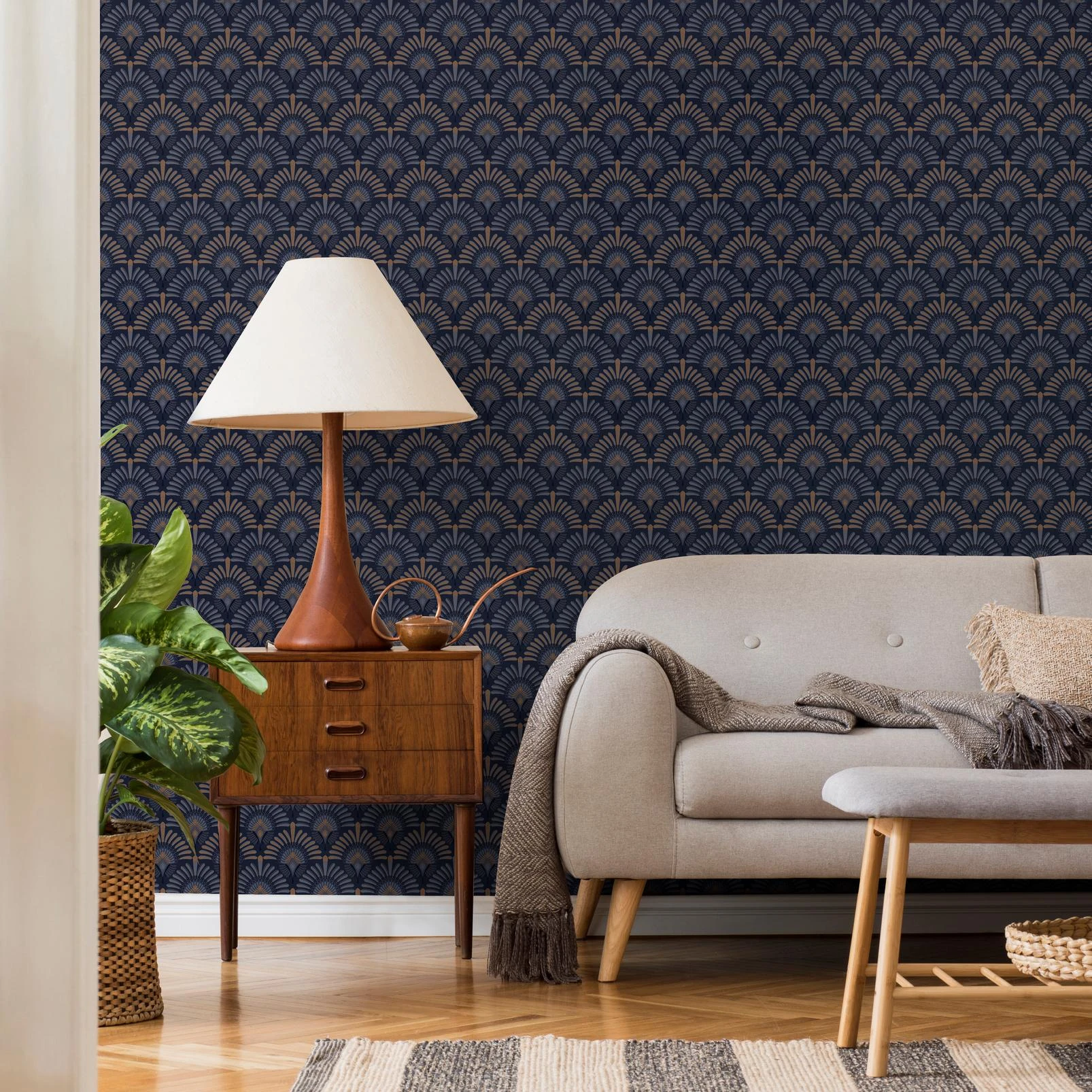 Transform Peacock Brown Peel and Stick Wallpaper - 129648_ROOMSET_Peacock Brown _01.jpg