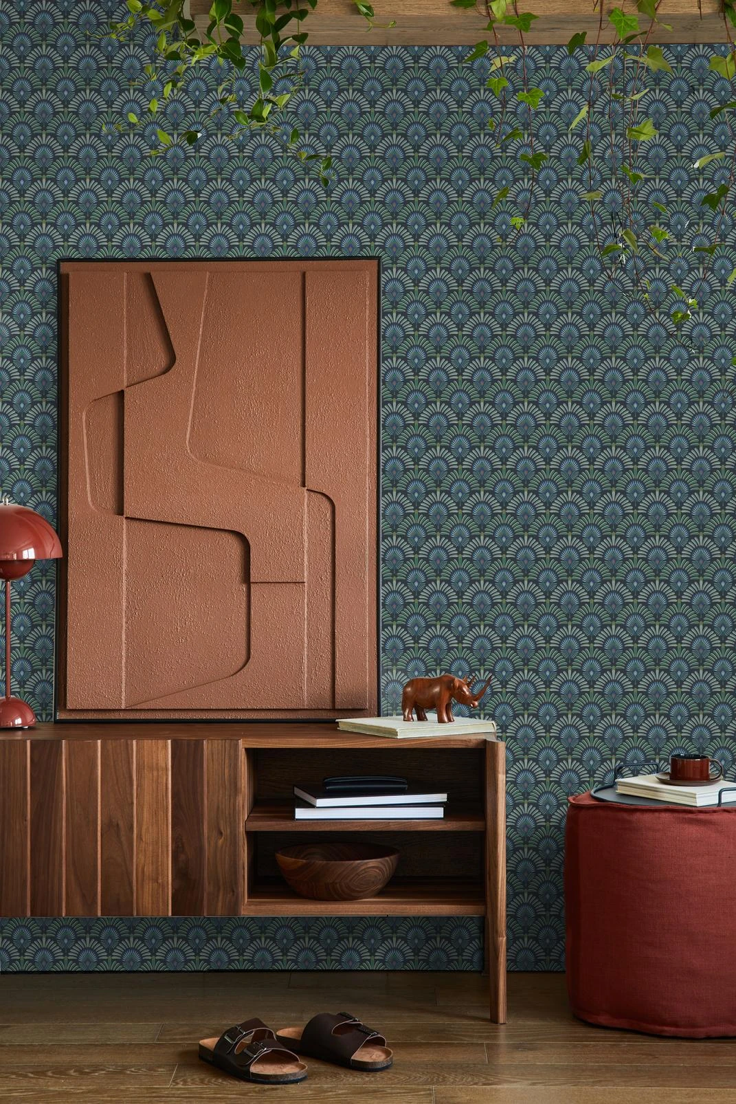 Transform Peacock Green Peel and Stick Wallpaper - 129645_ROOMSET_Peacock Green _01.jpg