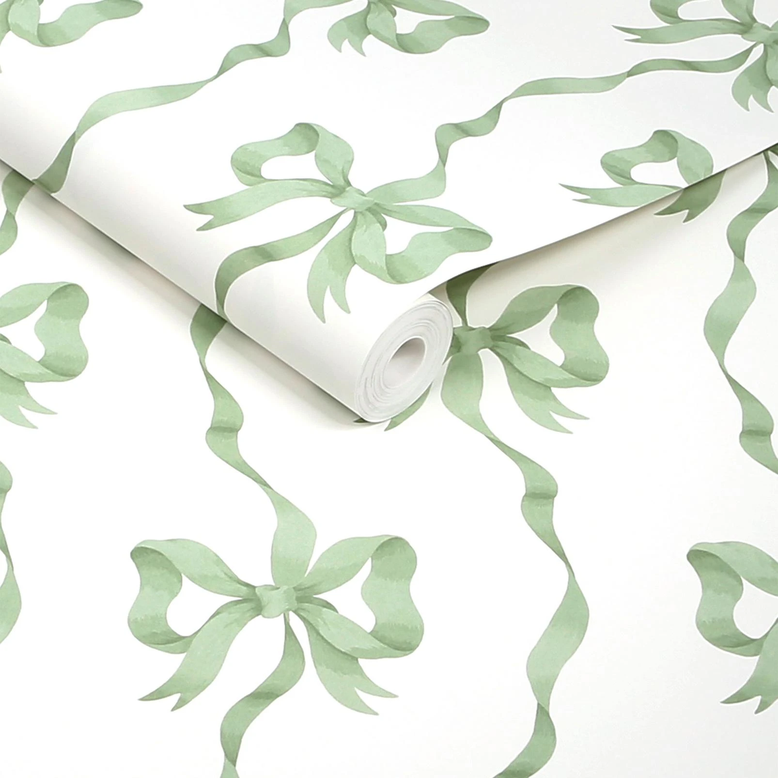 Cath Kidston Ribbon Bow Sage Wallpaper - 142049_ROLLSHOT_RIBBON_BOW_SAGE_01.jpg