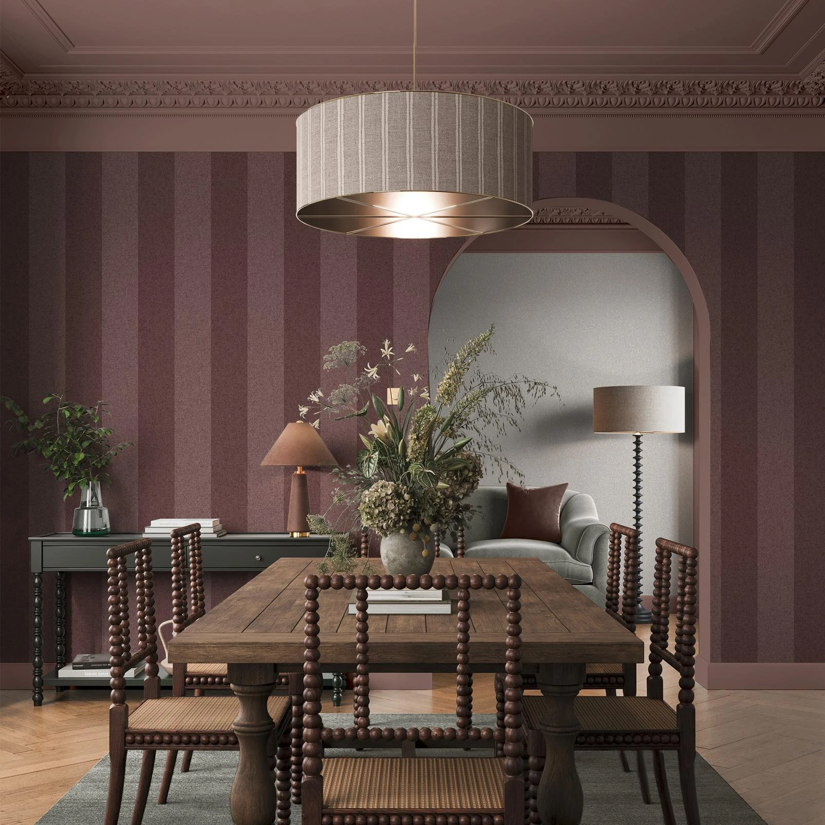 Regent Stripe Thistle Wallpaper - 142527_ROOMSET_REGENT STRIPE THISTLE_02.jpg