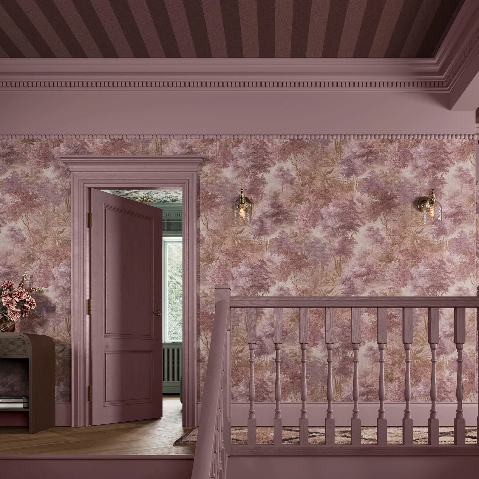Regent Stripe Thistle Wallpaper - 142527_ROOMSET_REGENT STRIPE THISTLE_01.jpg