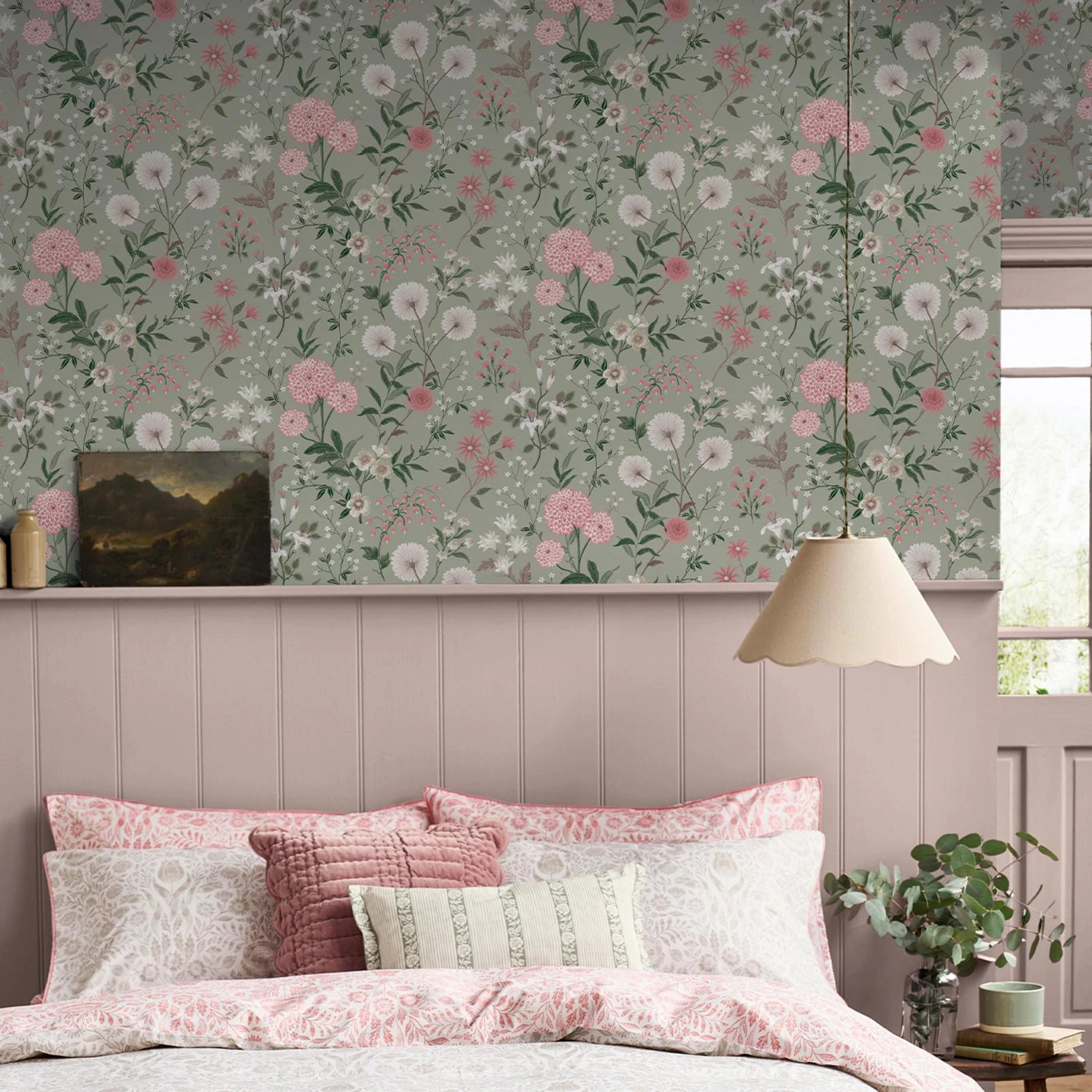 Laura Ashley Otterham Garden Pistachio Wallpaper - 143332_ROOMSET_OTTERHAM GARDEN PISTACHIO_01.jpg