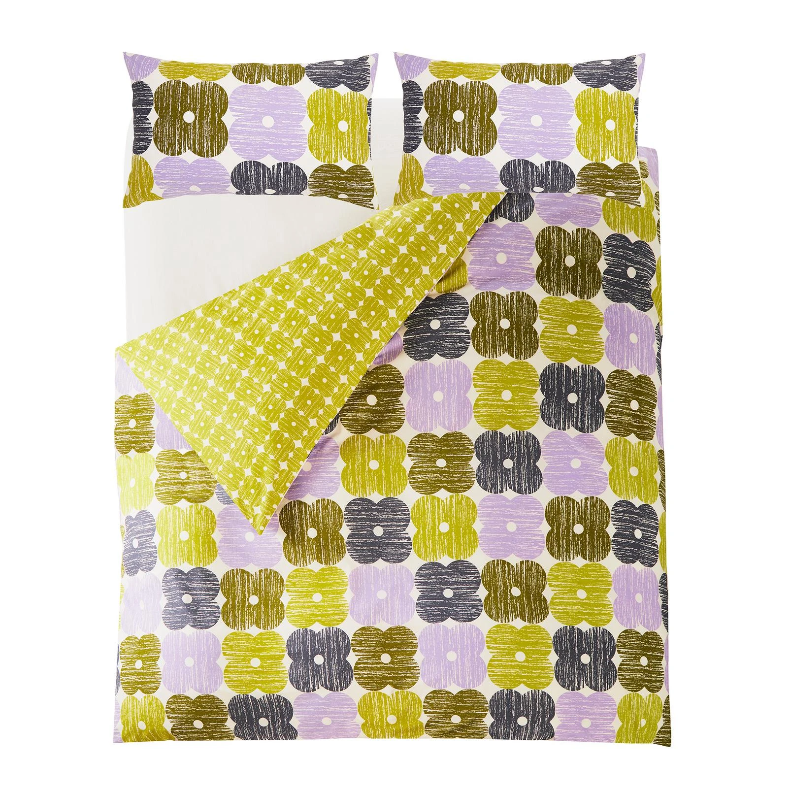 Textured Flower Lilac/Moss Duvet Cover Set - OKTEXT01DQ_CUTOUT_TEXTURED_FLOWER_LILAC-MOSS_DOUBLE_DUVET_COVER_01.jpg