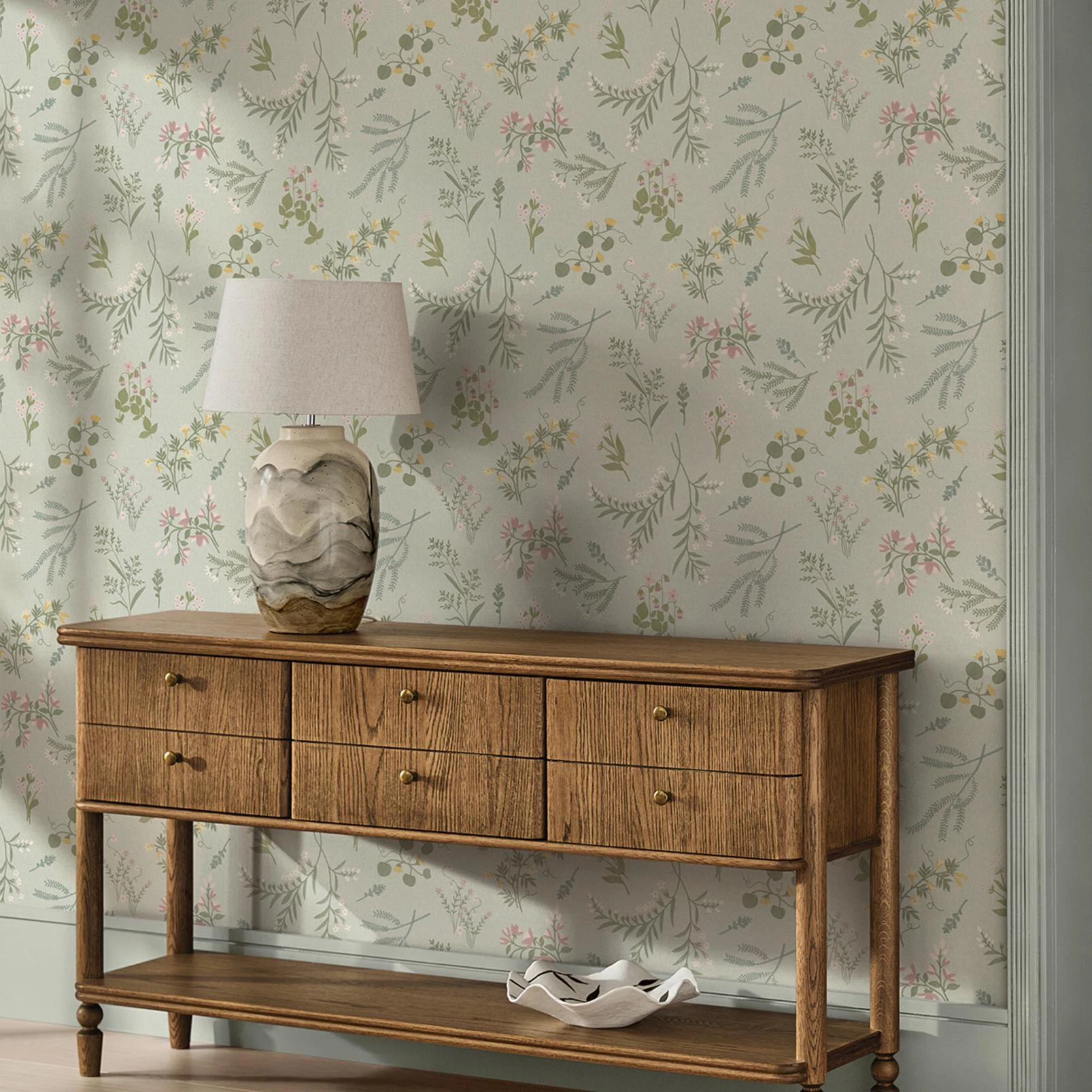 Next Sage Stitch Floral Wallpaper - 145612_ROOMSET_SAGE STITCH FLORAL_01.jpg