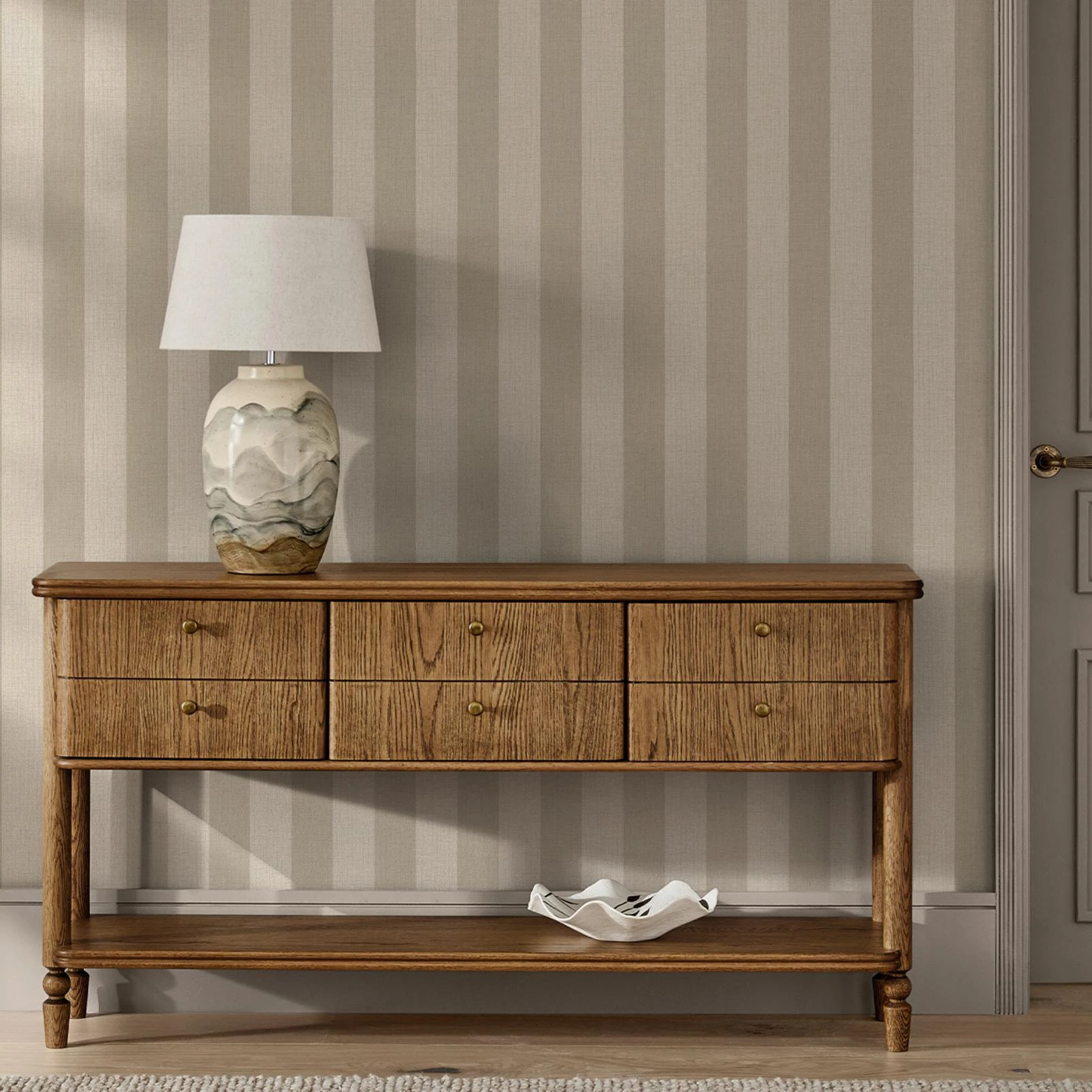 Next Warm Linen Stripe Wallpaper - 145610_ROOMSET_WARM LINEN STRIPE_01.jpg