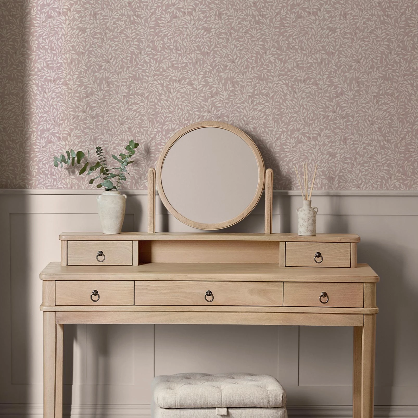 Next Blush Ditsy Leaf Wallpaper - 145595_ROOMSET_BLUSH DITSY LEAF_01.jpg