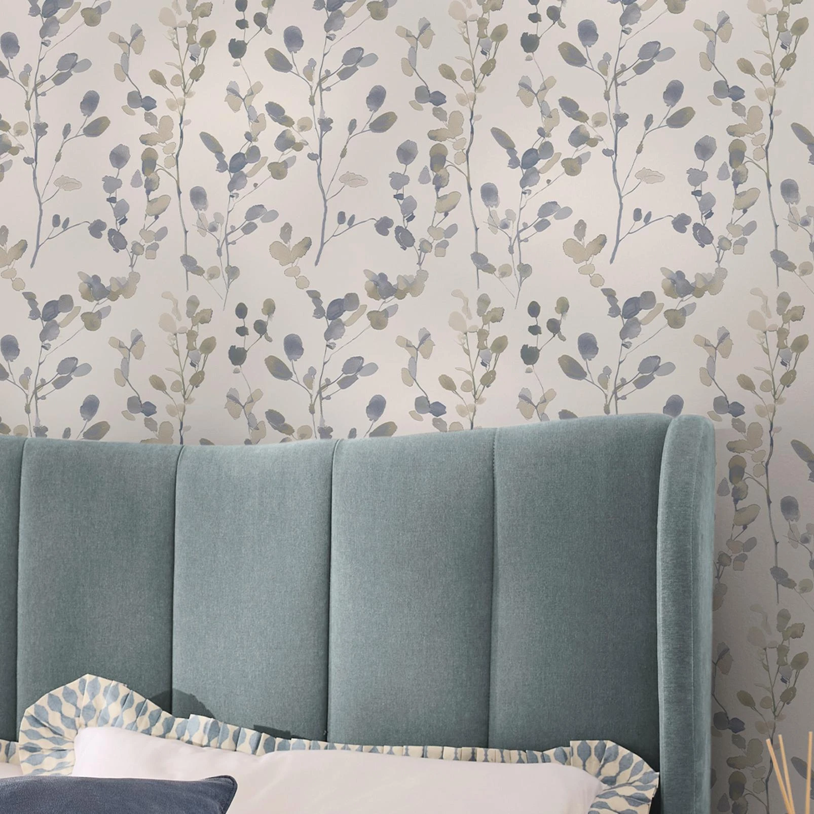 Next Natural/Blue Honesty Leaf Wallpaper - 145632_ROOMSET_NATURAL BLUE HONESTY LEAF_02.jpg