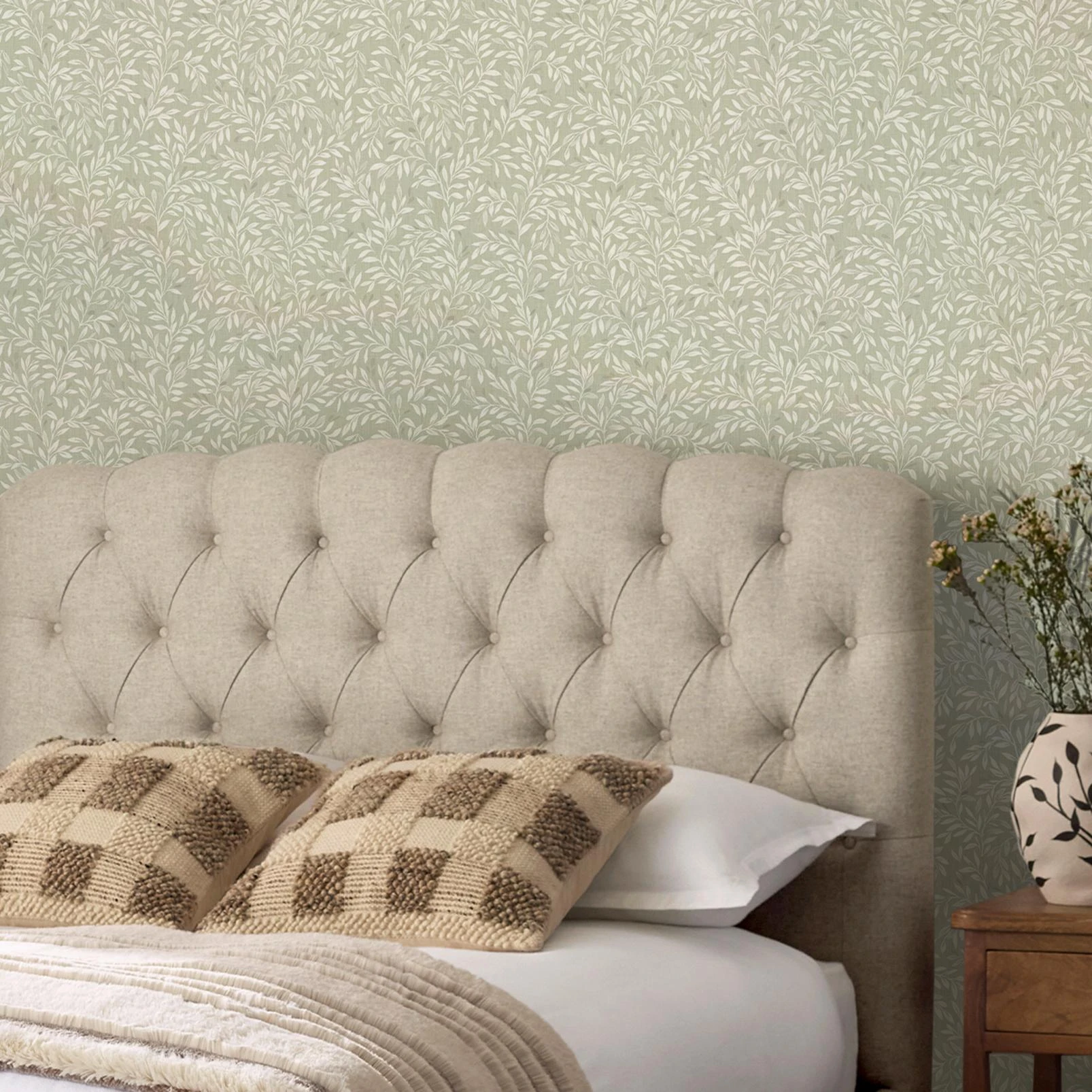 Next Sage Ditsy Leaf Wallpaper - 145597_ROOMSET_SAGE DITSY LEAF_01.jpg