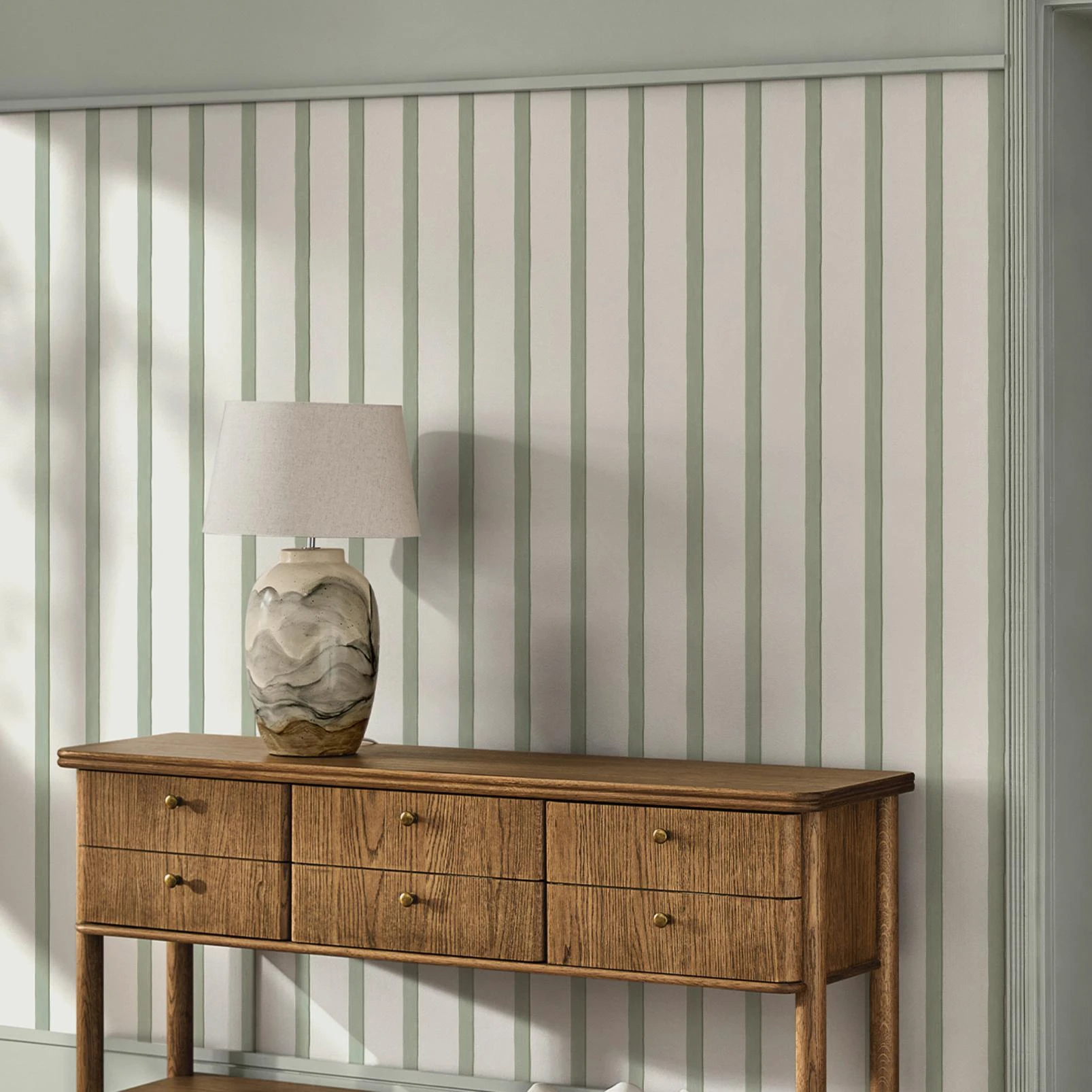 Next Green Painted Stripe Wallpaper - 145639_ROOMSET_GREEN PAINTED STRIPE_01.jpg