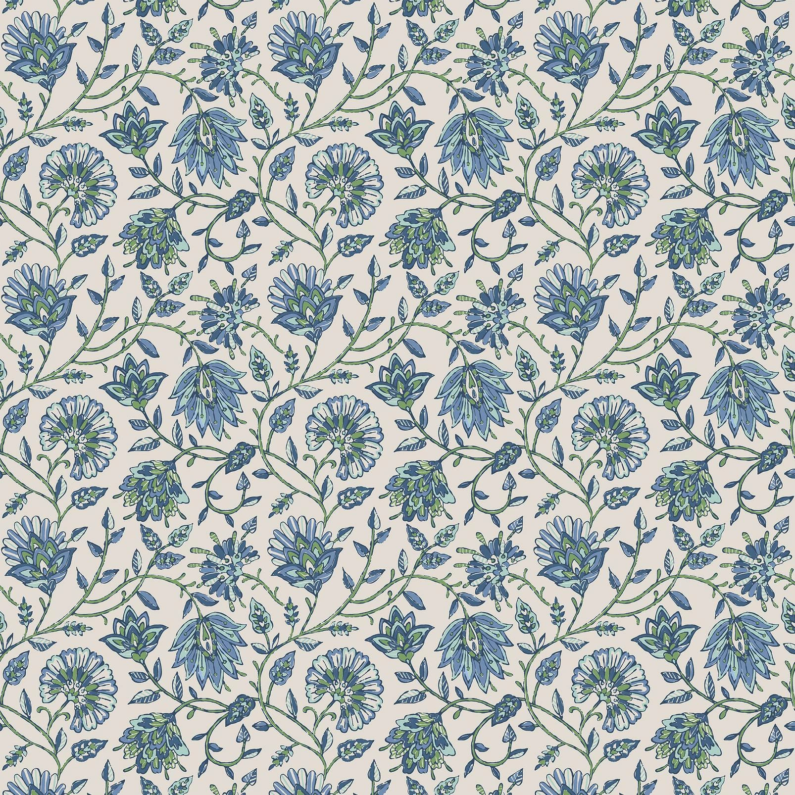 Joules Trailing Indienne Floral Blue & Green Wallpaper - 145394_TILE_TRAILING INDIENNE FLORAL BLUE AND GREEN_01.jpg