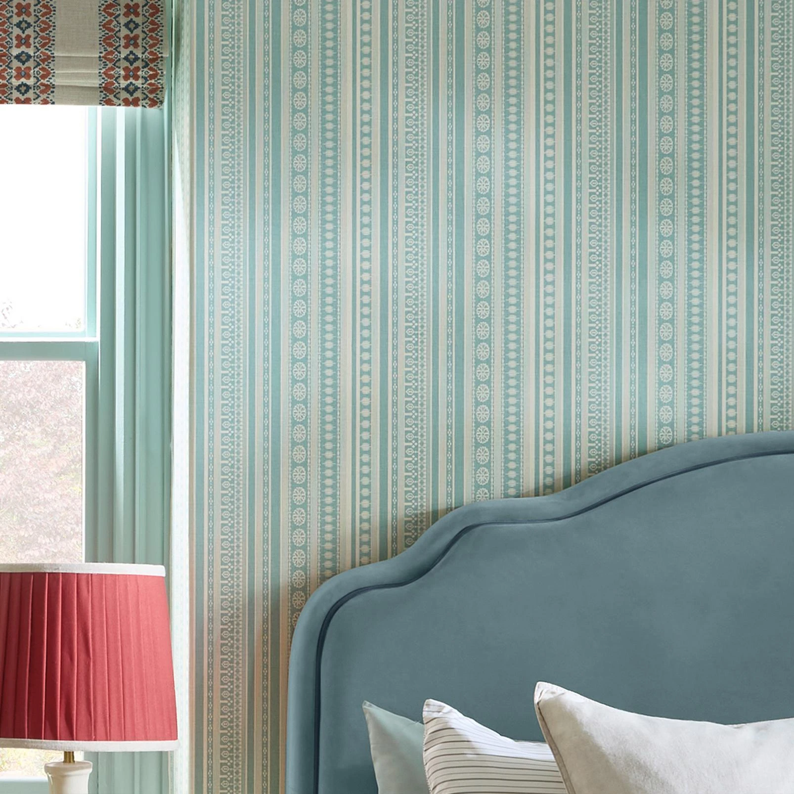 Joules Decorative Stripe Duck Egg Blue & Cream Wallpaper - 145396-ROOMSET_DECORATIVE STRIPE DUCK EGG BLUE AND CREAM_02.jpg