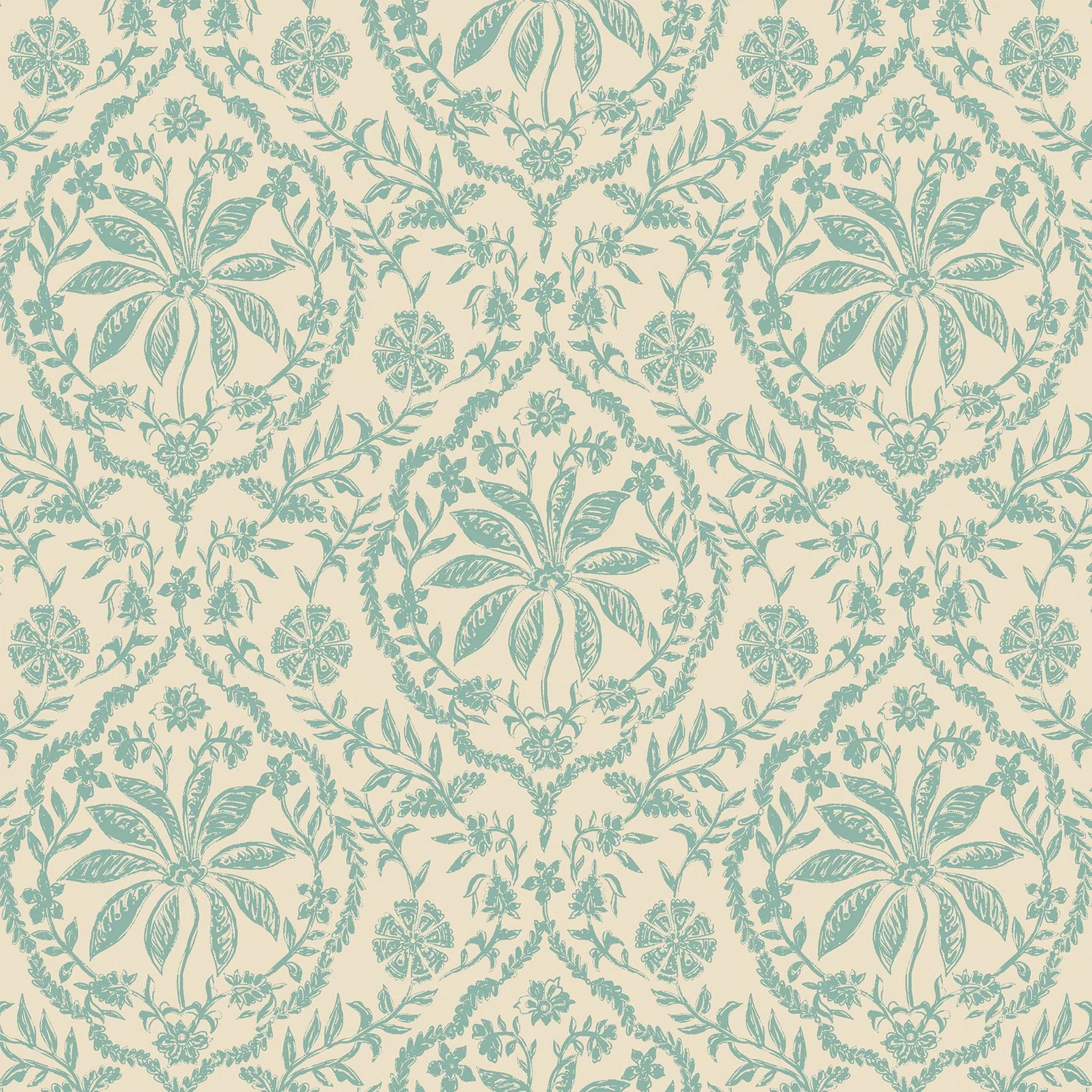 Joules Indienne Palm Cream & Duck Egg Blue Wallpaper - 145395_TILE_INDIENNE PALM CREAM AND DUCK EGG BLUE_01.jpg