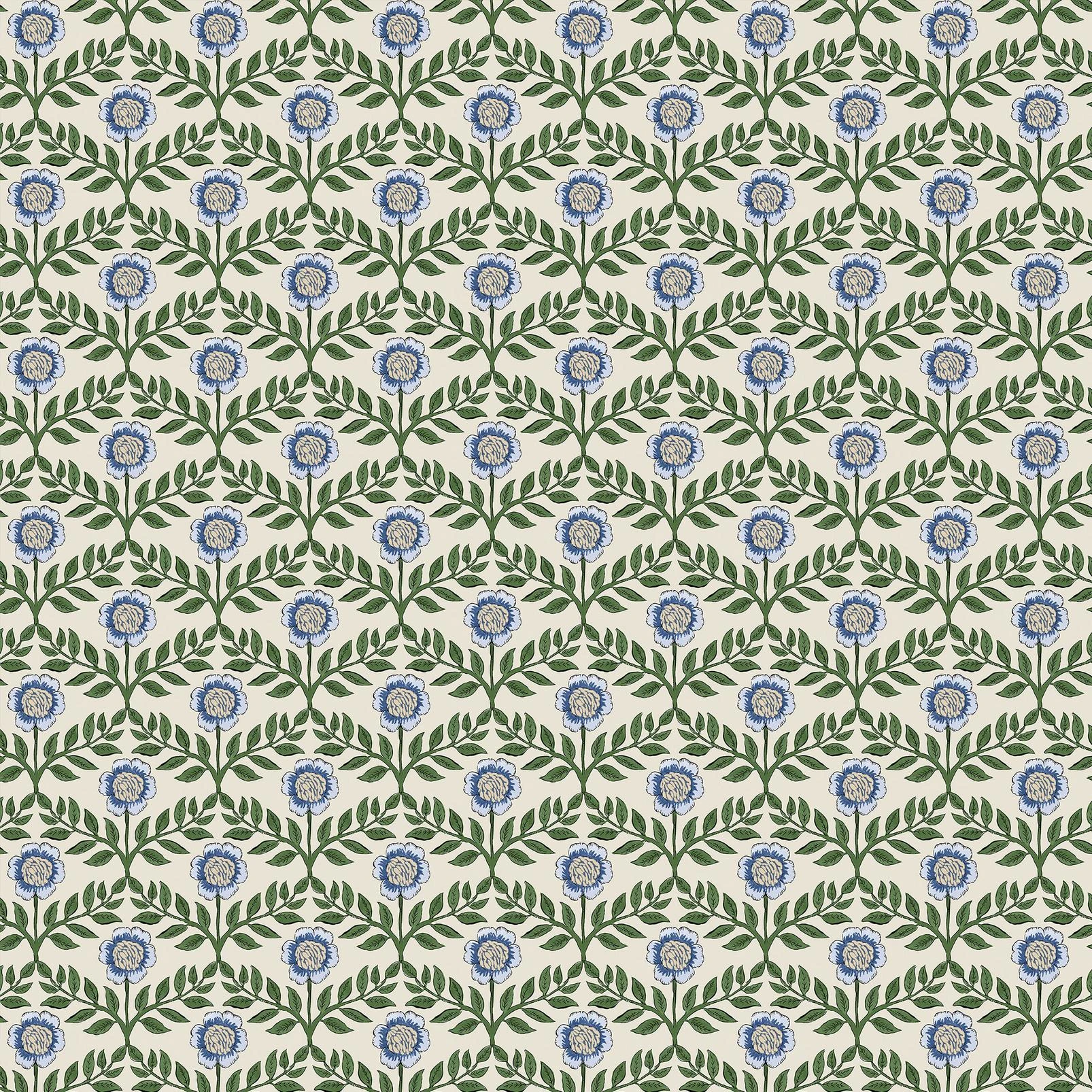 Joules Stately Floral Green & Blue Wallpaper - 145390_TILE_STATELY FLORAL GREEN AND BLUE_01.jpg