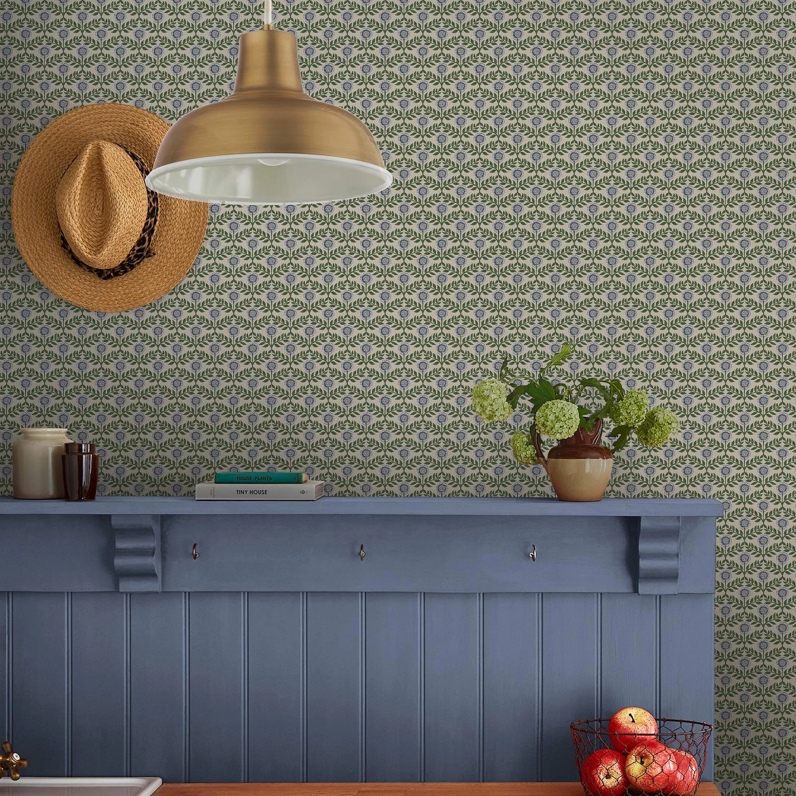 Joules Stately Floral Green & Blue Wallpaper - 145390_ROOMSET_STATELY FLORAL GREEN AND BLUE_02.jpg