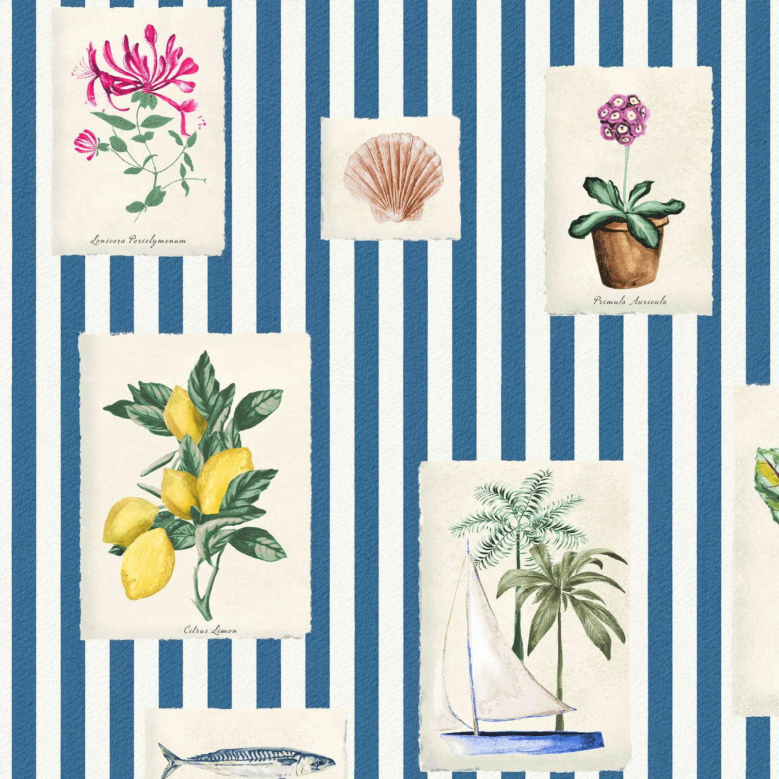 Joules Gallery Wall Stripe Blue Wallpaper - 145389_TILE_GALLERY WALL STRIPE BLUE_01.jpg