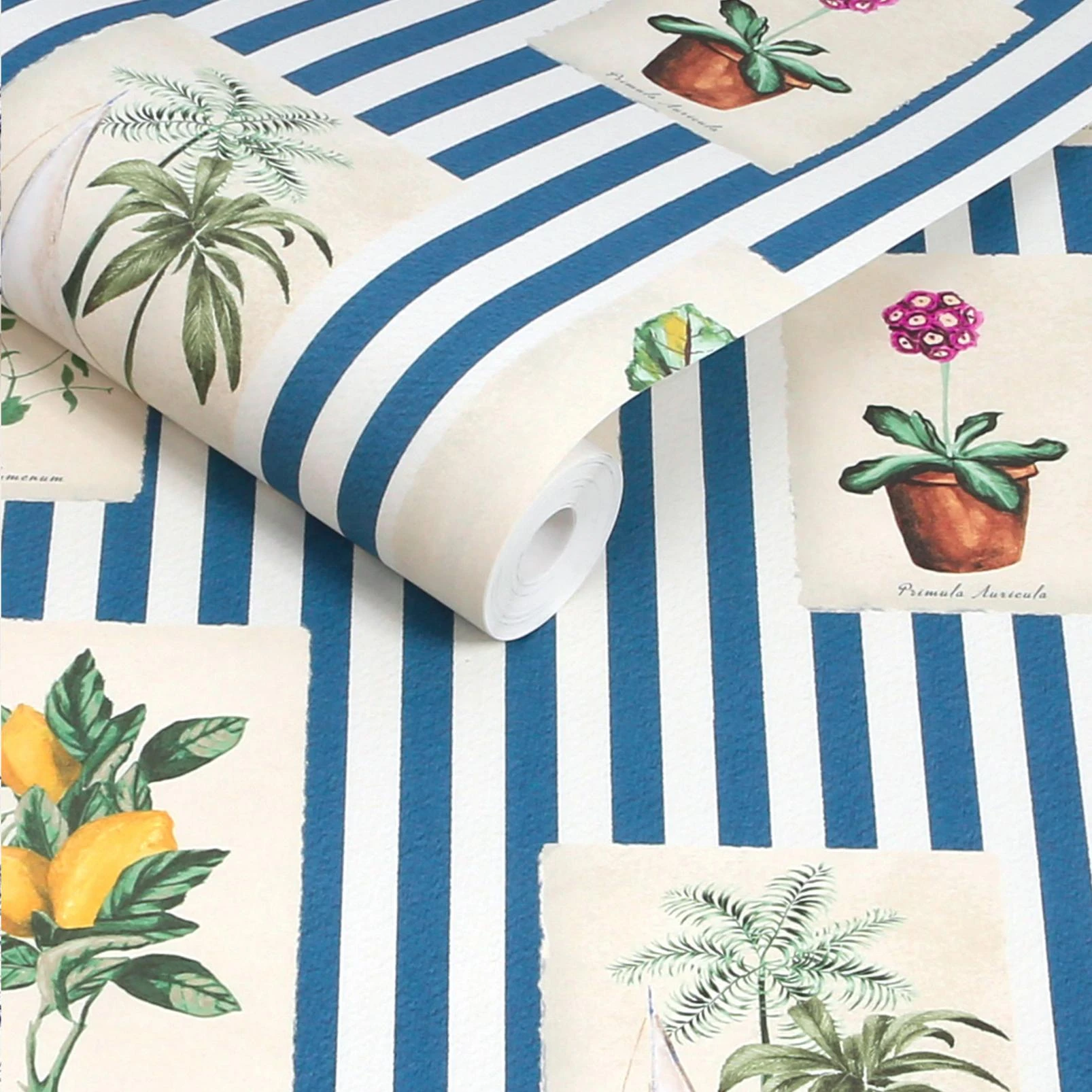 Joules Gallery Wall Stripe Blue Wallpaper - 145389_ROLLSHOT_GALLERY WALL STRIPE BLUE_01.jpg