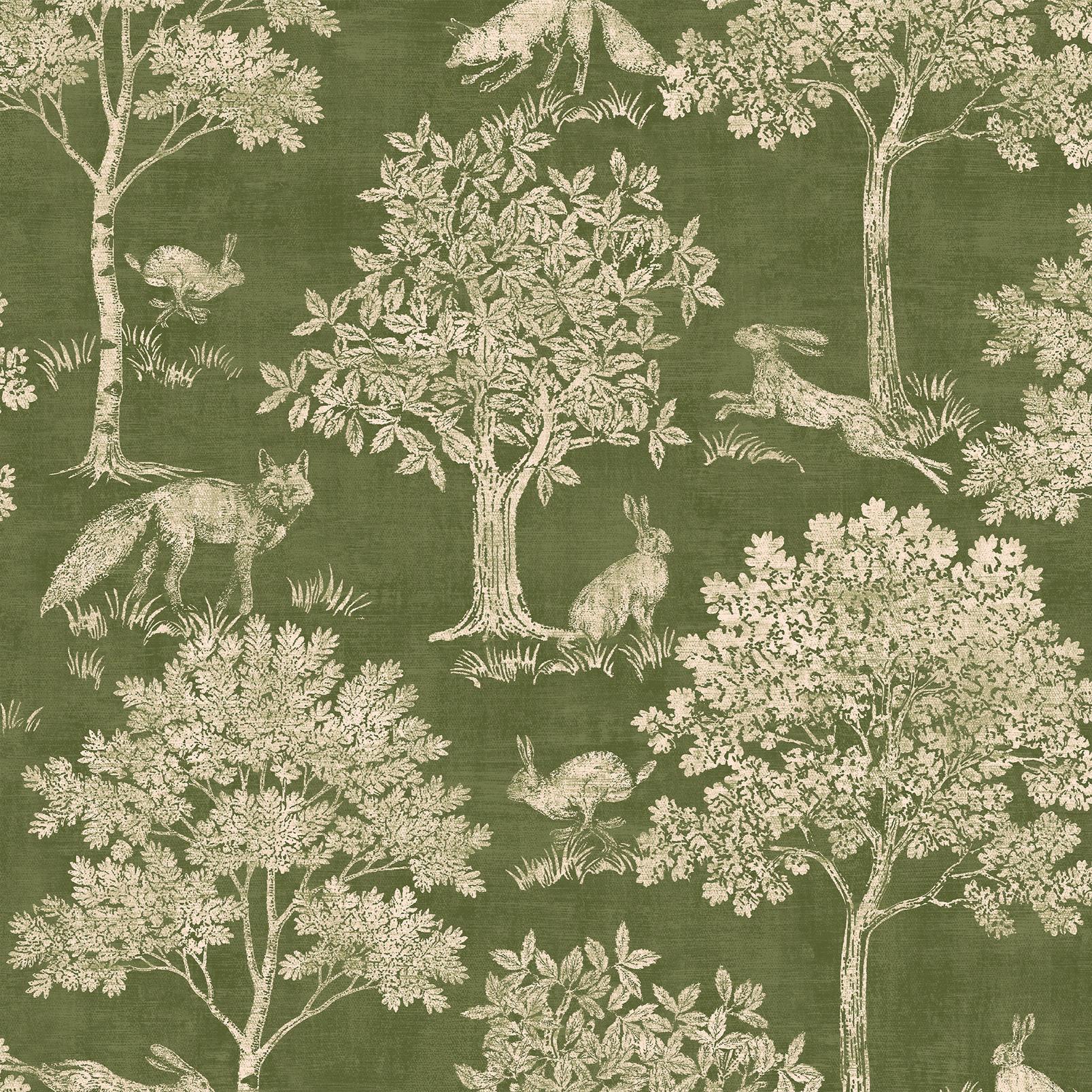 Joules Fox And Hare Olive Green Wallpaper - 145391_TILE_FOX AND HARE OLIVE GREEN_01.jpg