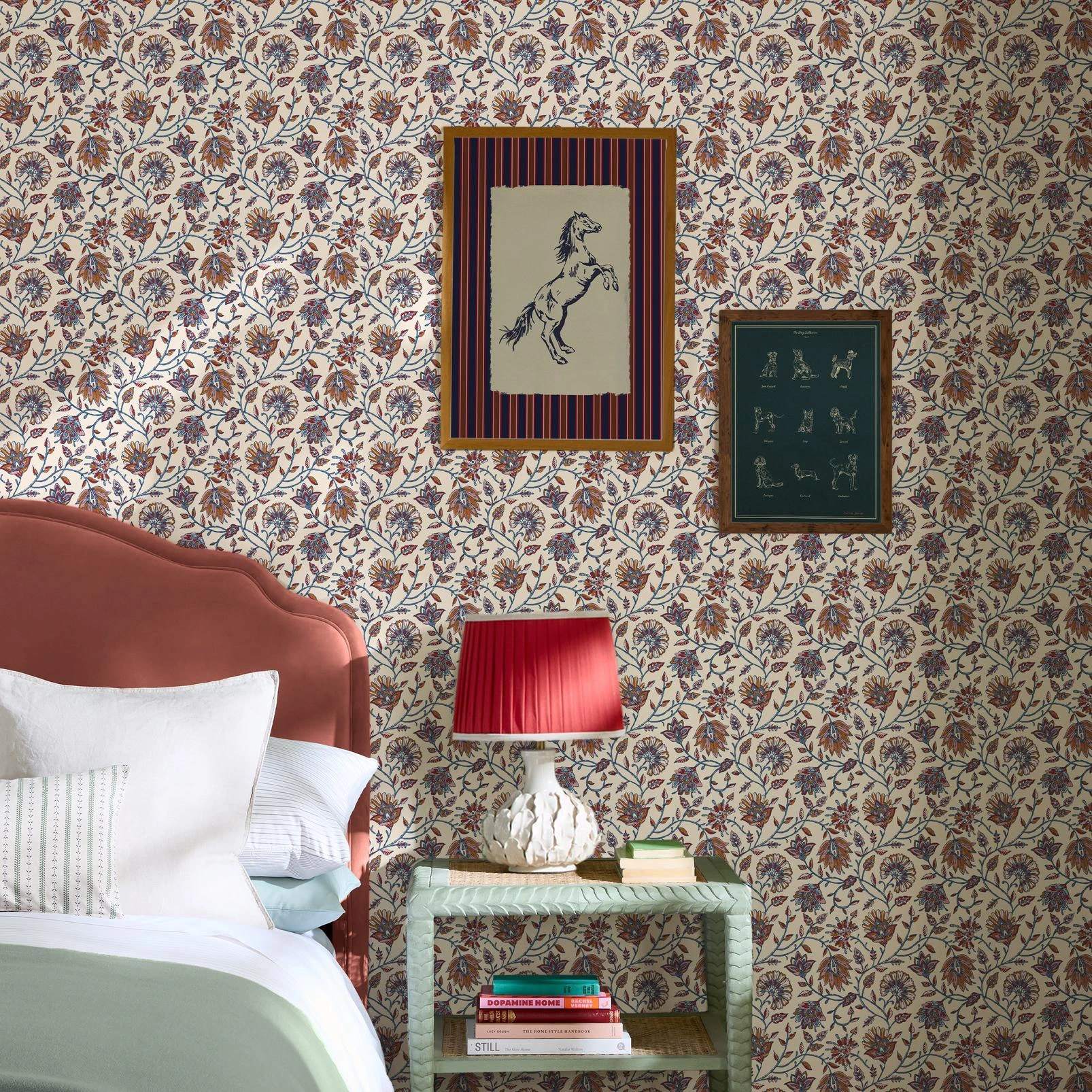 Joules Trailing Indienne Floral Blue & Orange Wallpaper - 145383_ROOMSET_TRAILING INDIENNE BLUE AND ORANGE_01.jpg