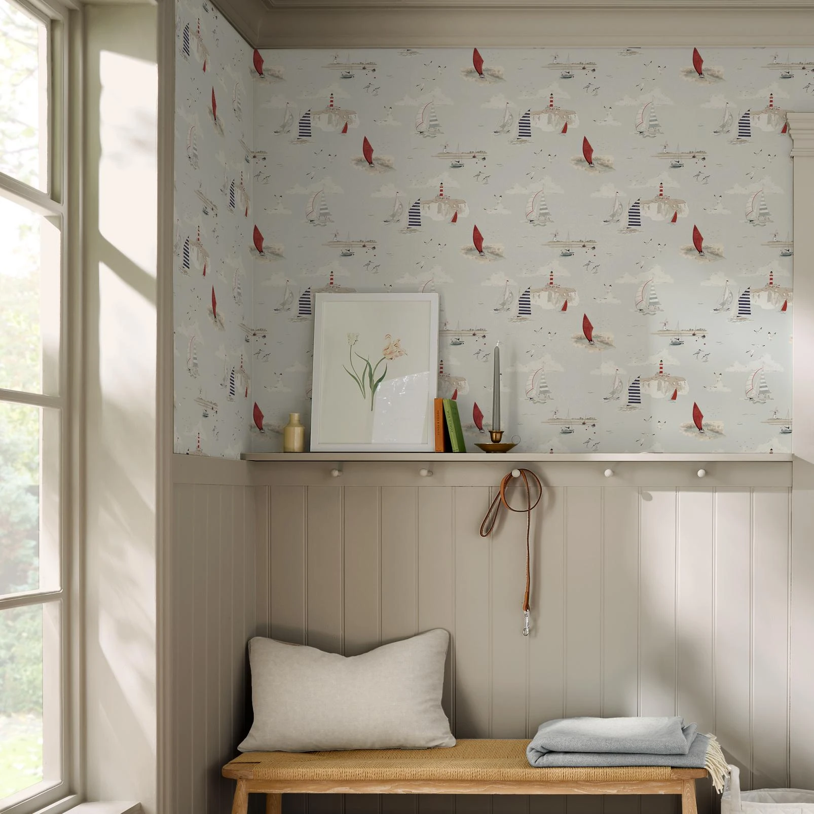 Sophie Allport Coastal Boats Cottesmore Sky Wallpaper - 146835_ROOMSET_COASTAL BOATS COTTESMORE SKY_01.jpg