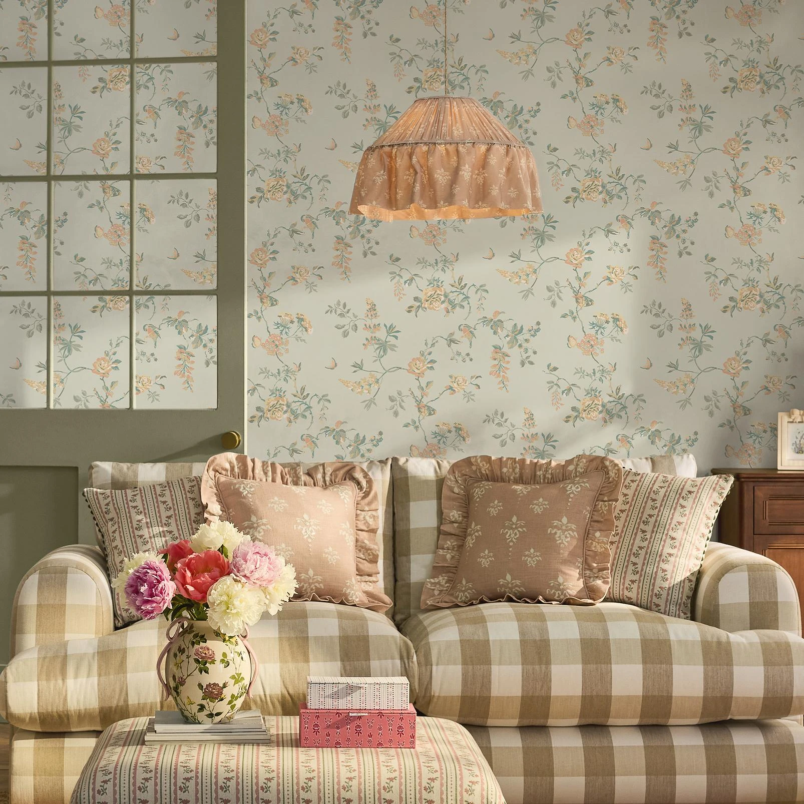 Cath Kidston Birds and Roses Sage Wallpaper - 149143_ROOMSET_BIRDS AND ROSES SAGE_02.jpg