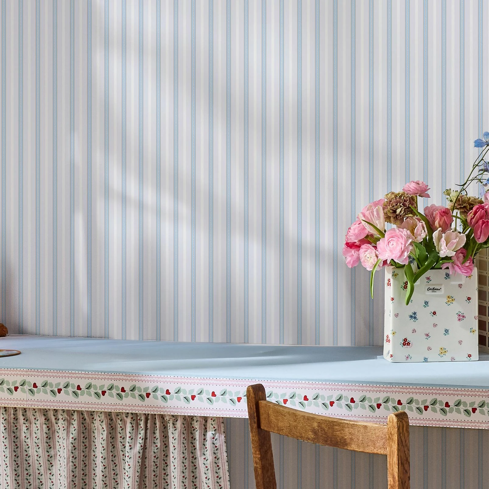 Cath Kidston Stitched Stripe Blue Wallpaper - 149142_ROOMSET_STITCHED STRIPE BLUE_01.jpg