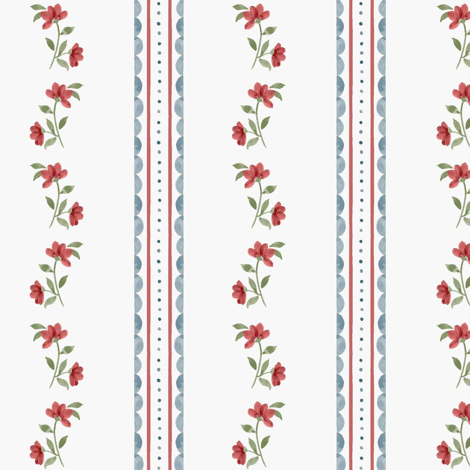 Cath Kidston Treasure Floral Red & Blue Wallpaper - 149122_TILE_TREASURE FLORAL RED & BLUE_01.jpg