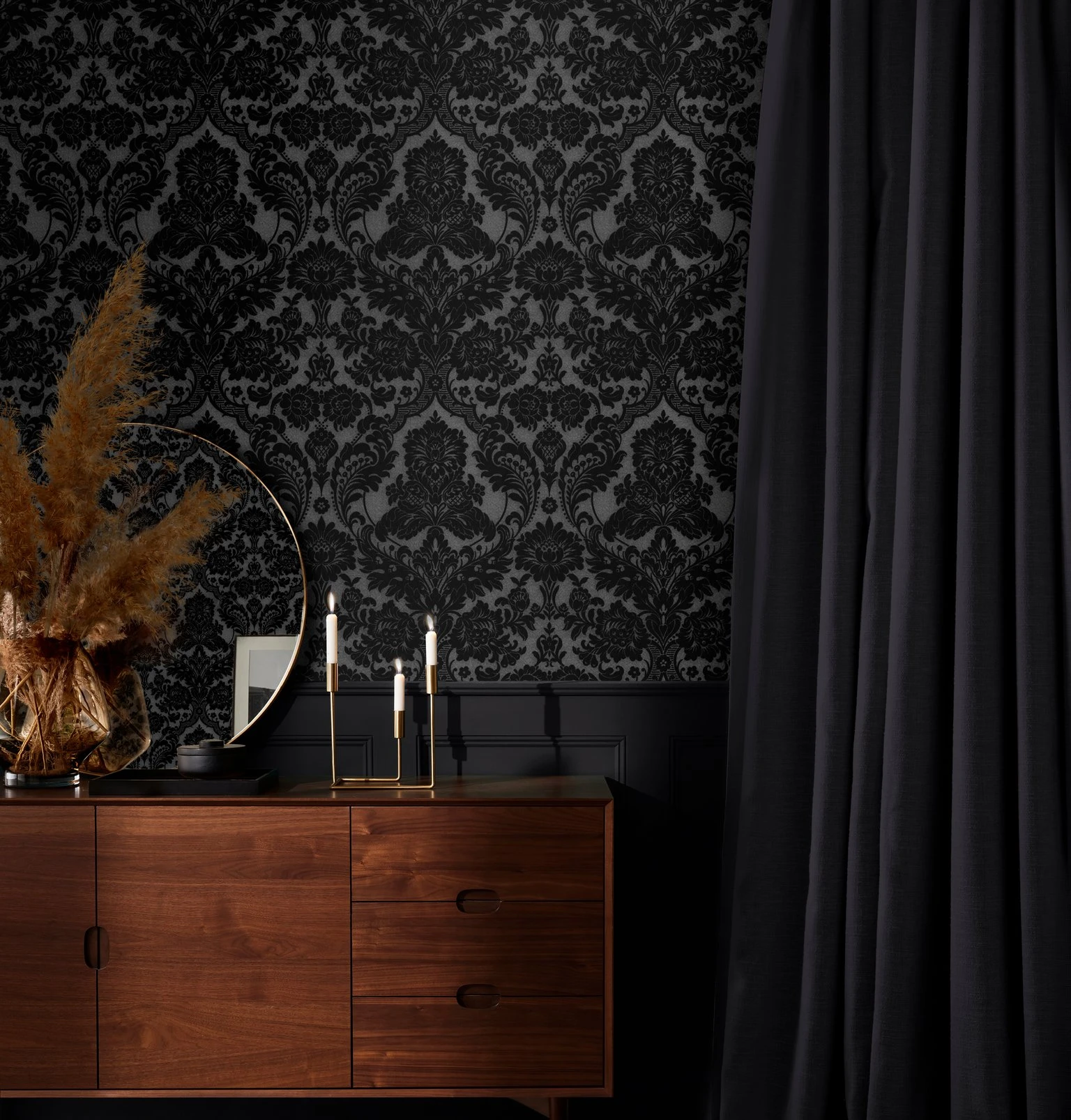 Gothic Damask Noir Wallpaper - 106585_ROOMSET_01.jpg