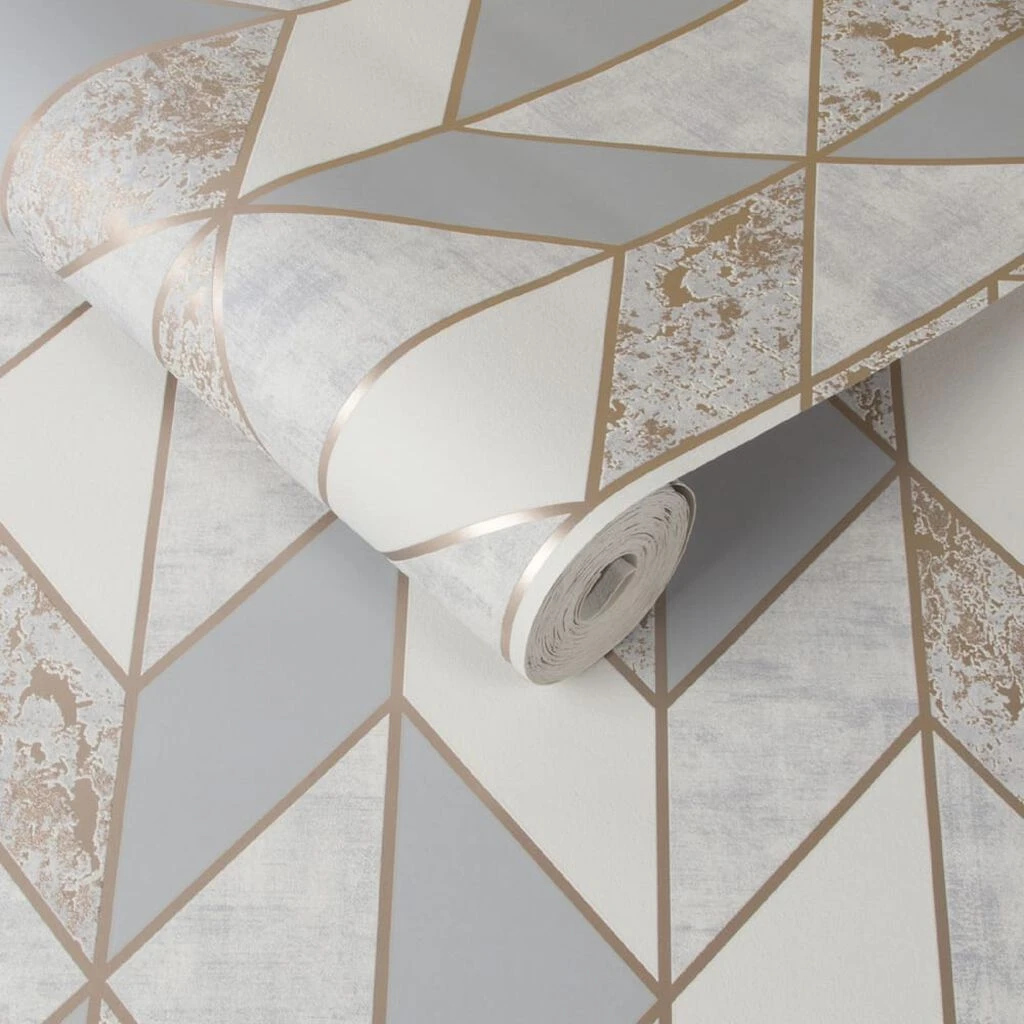 milan geo rose gold wallpaper