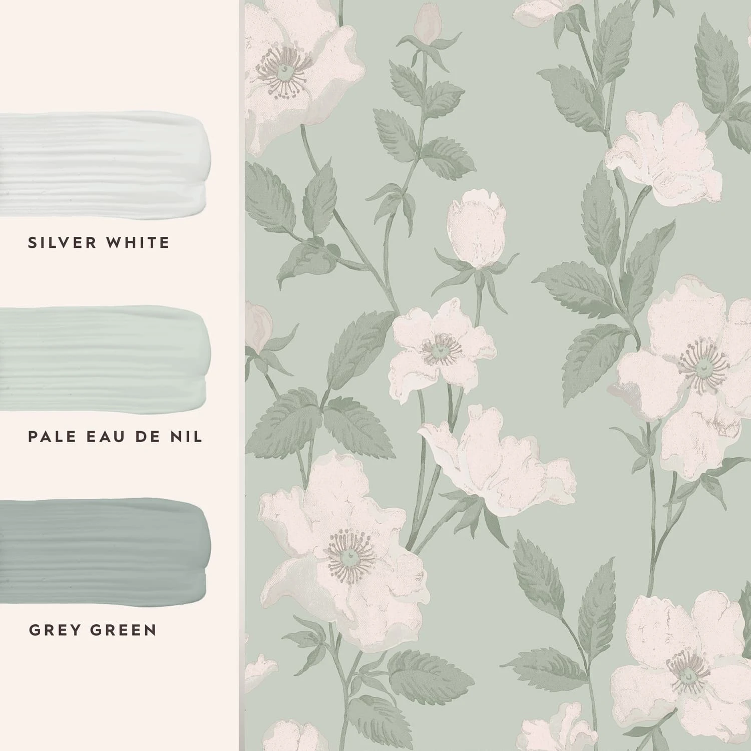 Laura Ashley Fleurir Smoke Green Wallpaper