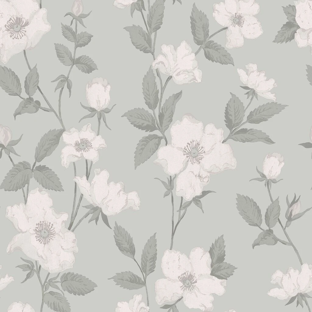 laura ashley fleurir smoke green wallpaper