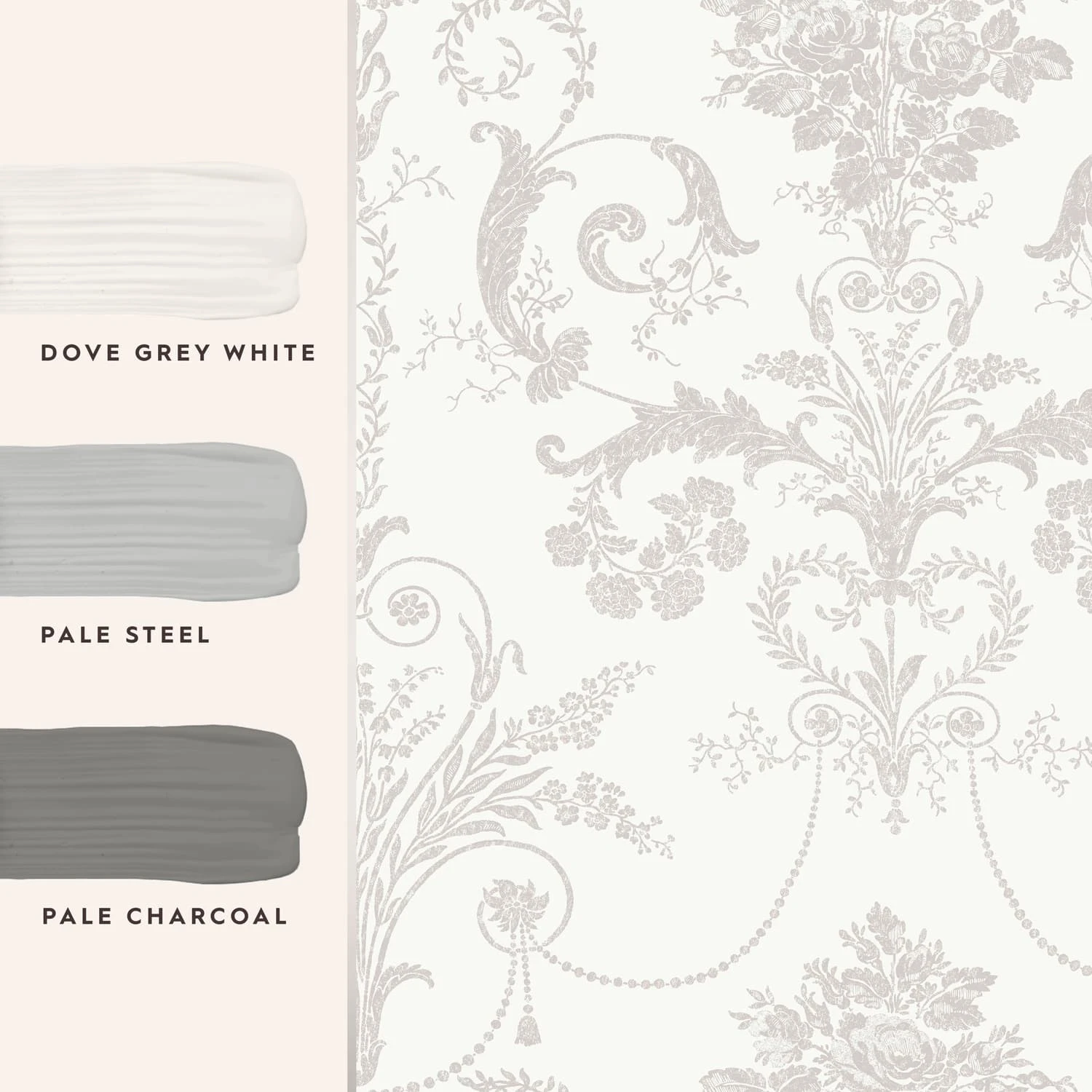Laura Ashley Josette Dove Grey & White Wallpaper