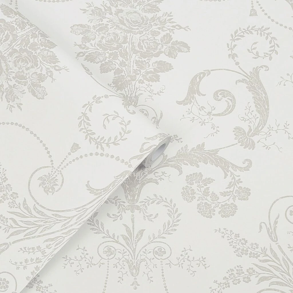 laura ashley josette dove grey & white wallpaper