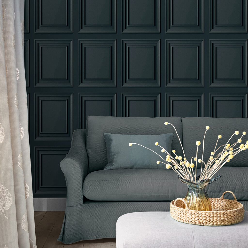 laura ashley redbrook wood panel dark seaspray wallpaper