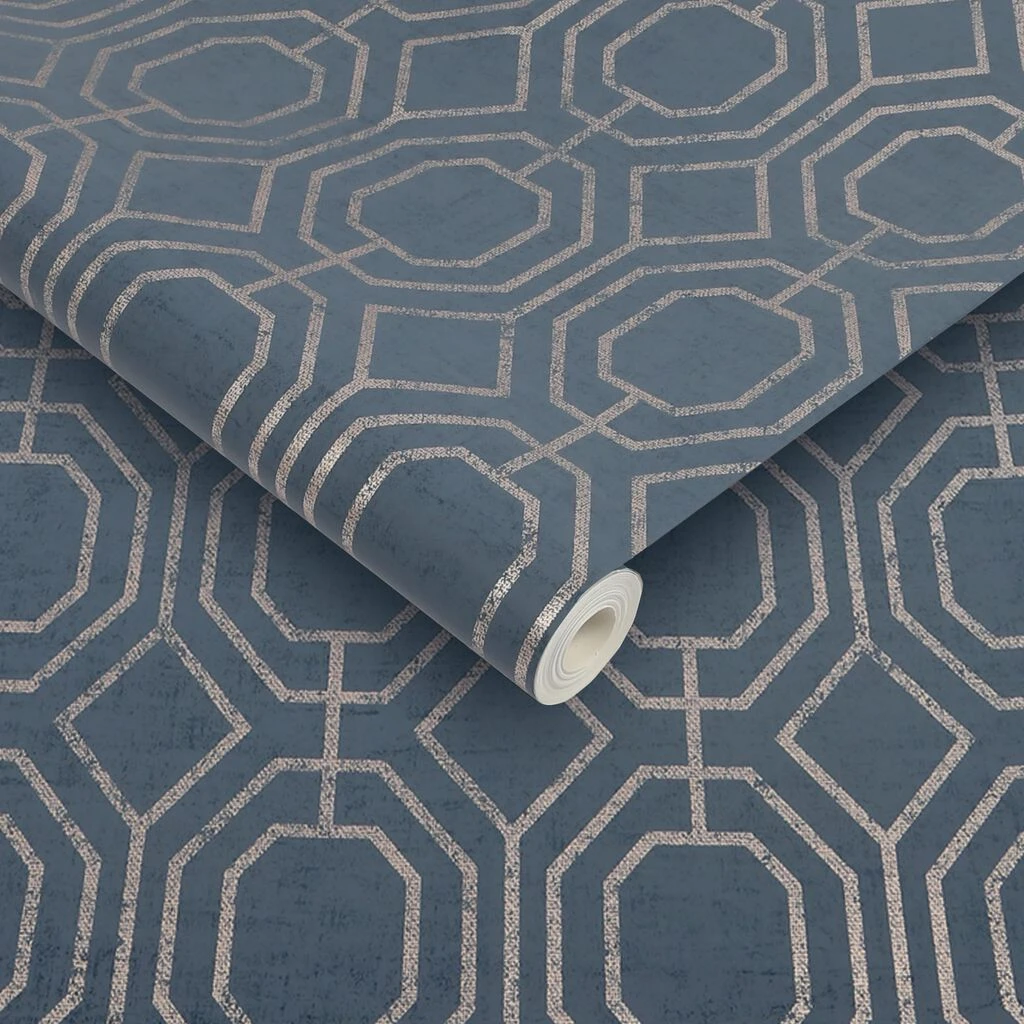luxe geo navy wallpaper