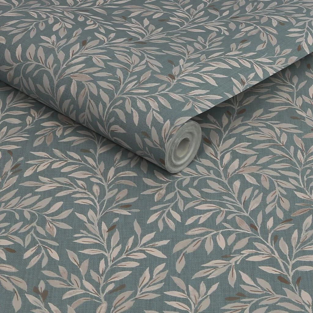 next ditsy leaf duck egg wallpaper