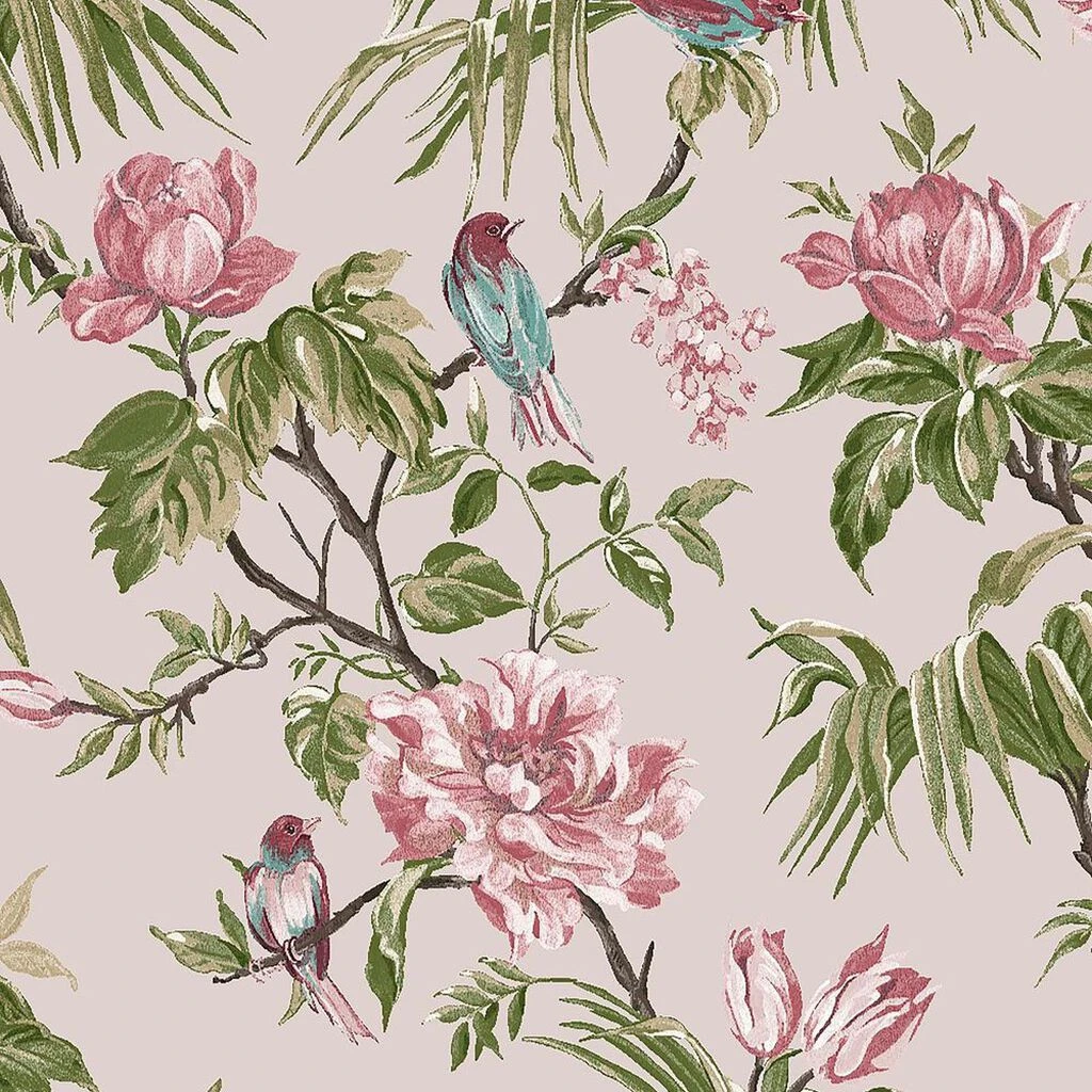 next birds & blooms mauve wallpaper