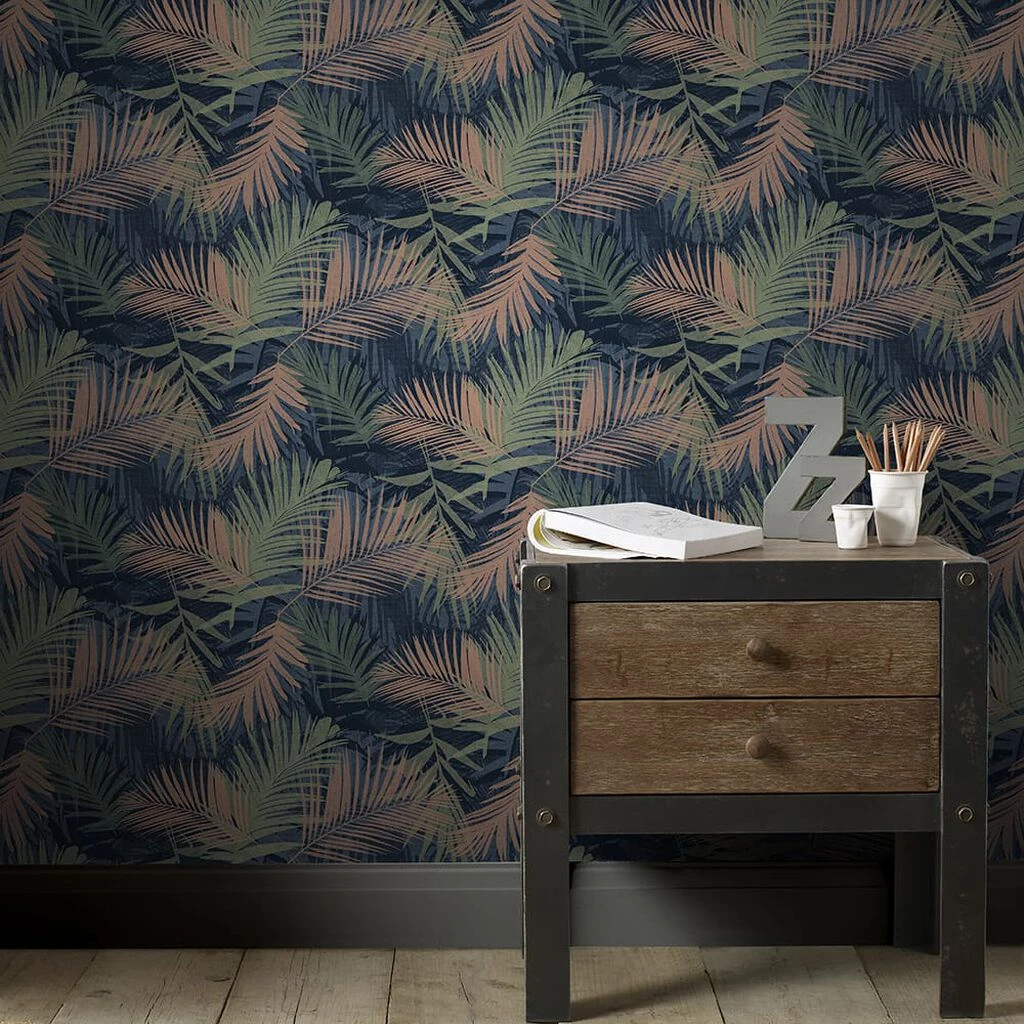 Jungle Glam Blue & Green Wallpaper