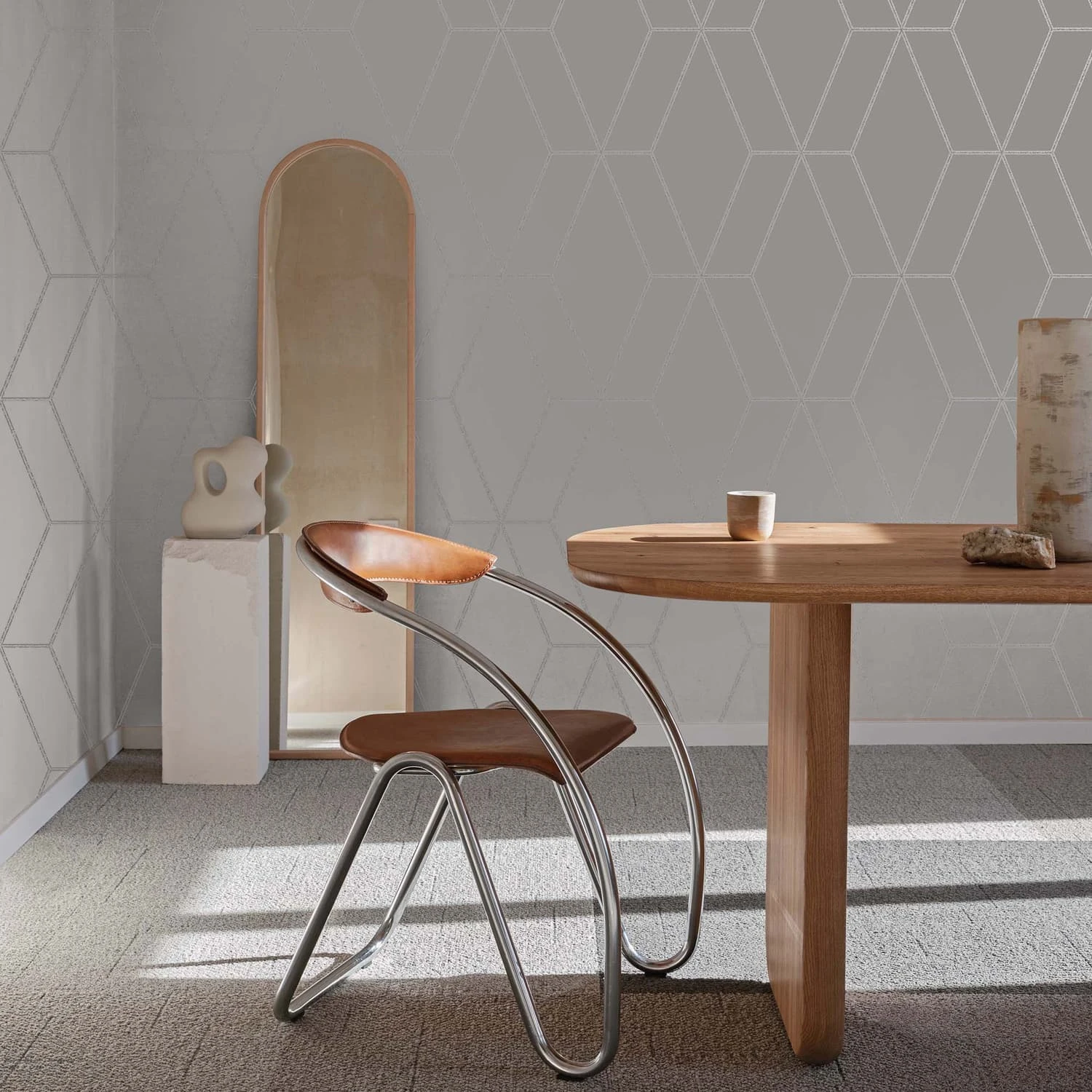 Diamond Geo Gray Silver Wallpaper