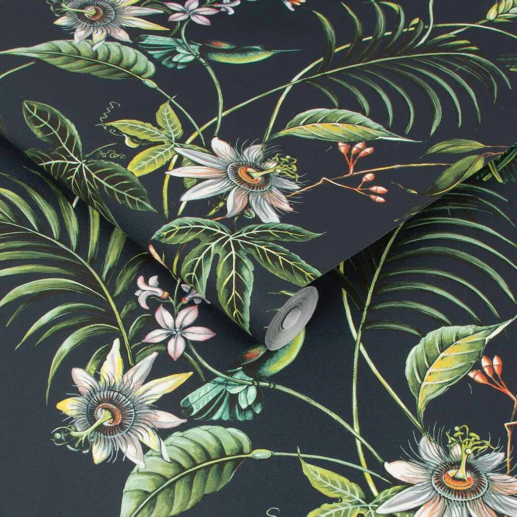 Adilah Dark Tropical Floral Wallpaper