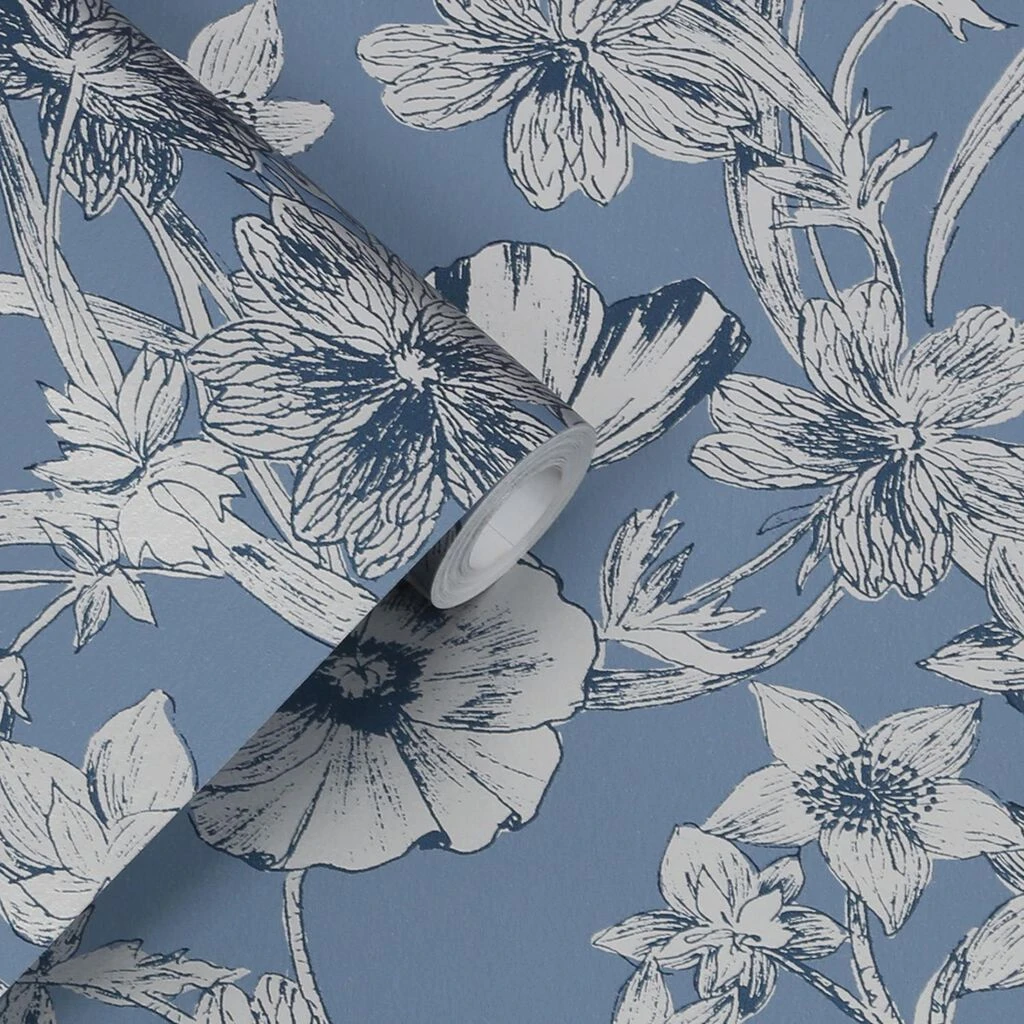 laura ashley summerhill midnight blue wallpaper