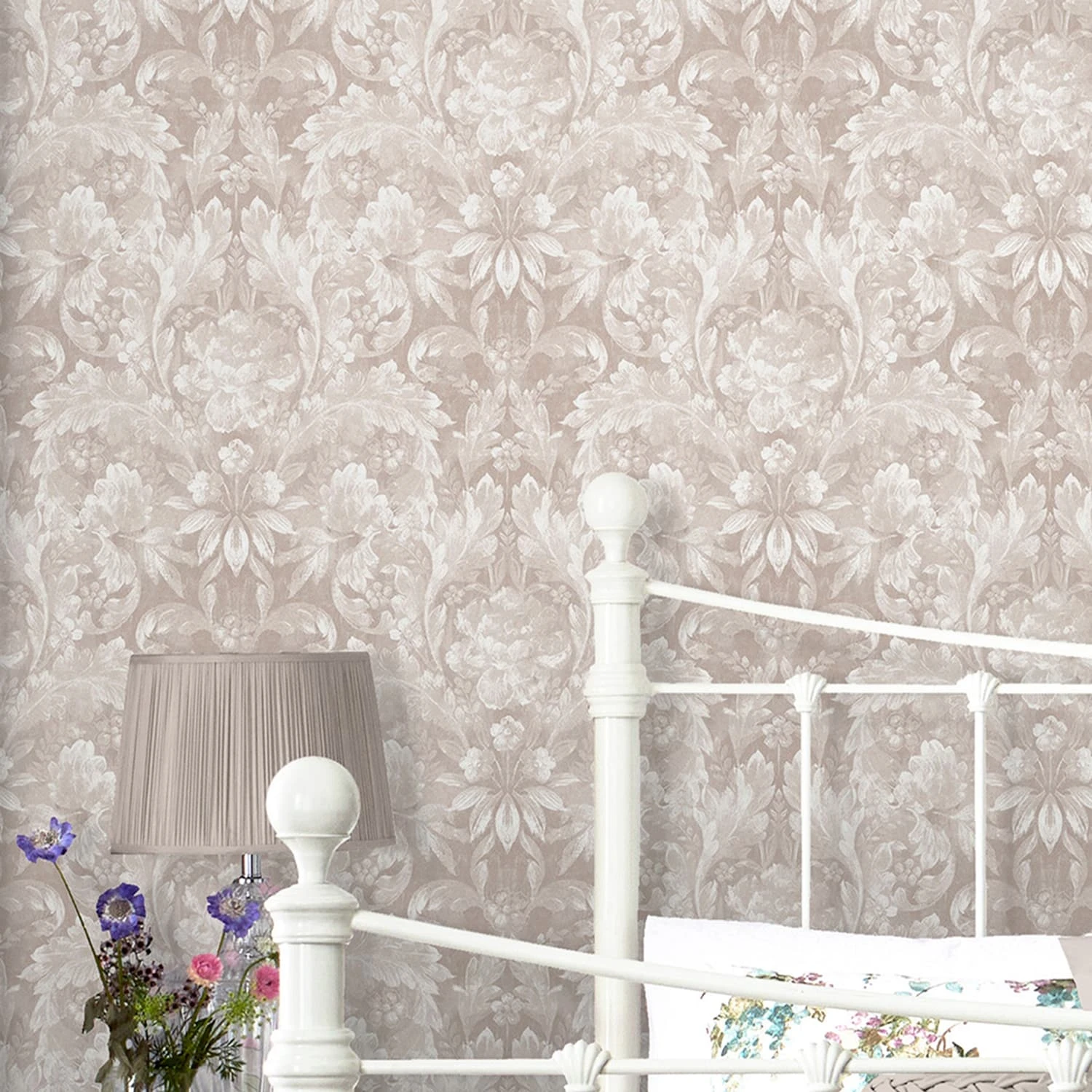 Laura Ashley Apolline Dove Gray Wallpaper