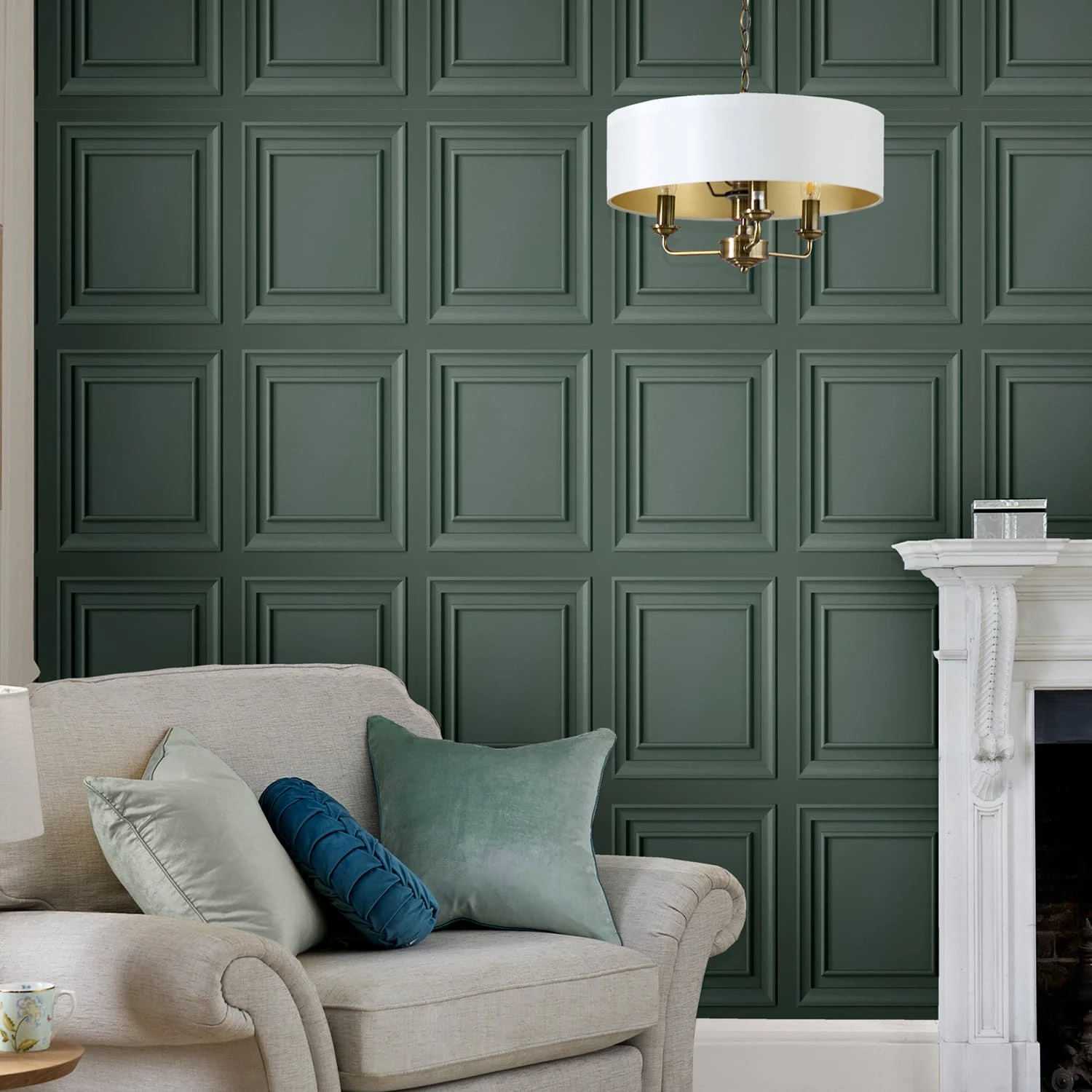 Laura Ashley Redbrook Wood Panel Fern Green Wallpaper