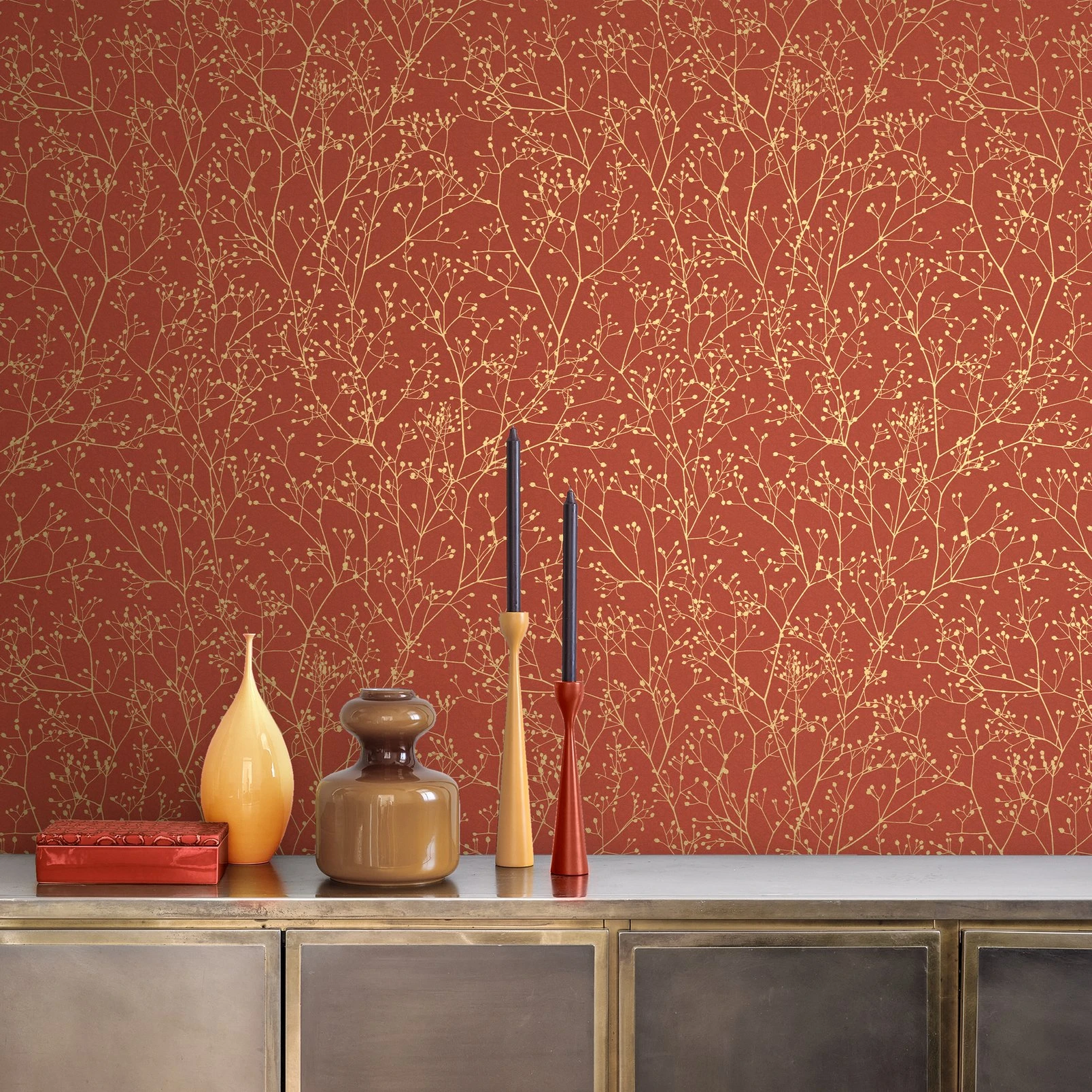 Gypsophila Paprika & Gold Wallpaper by Clarissa Hulse - 120401_ROOMSET_01.jpg