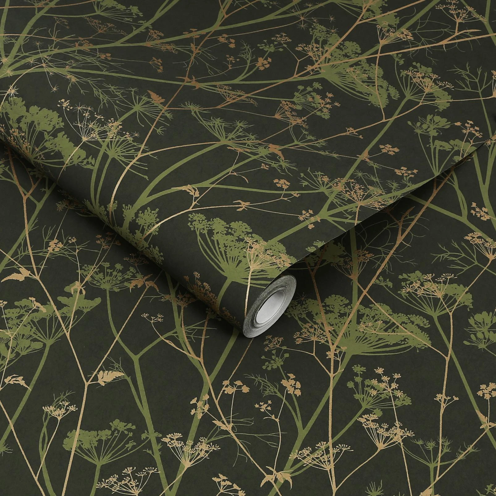 Wild Chervil Sage & Gold Wallpaper by Clarissa Hulse - 120385_ROLLSHOT_01.jpg