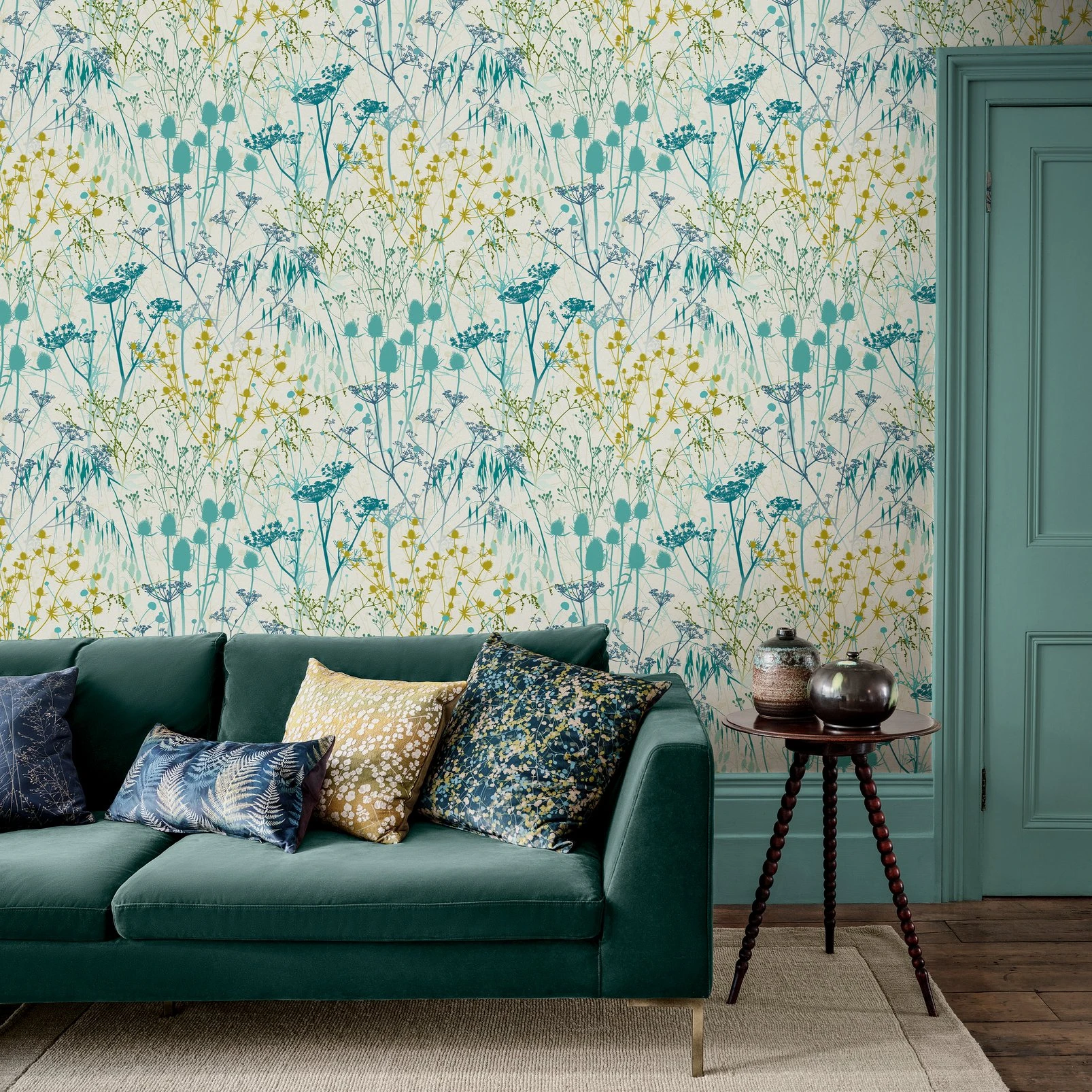 Summer Border Verdigris Wallpaper by Clarissa Hulse - 120387_ROOMSET_02.jpg