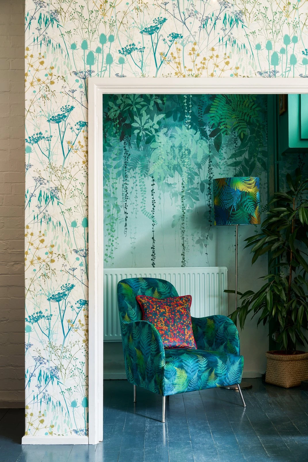Summer Border Verdigris Wallpaper by Clarissa Hulse - 120387_ROOMSET_01.jpg
