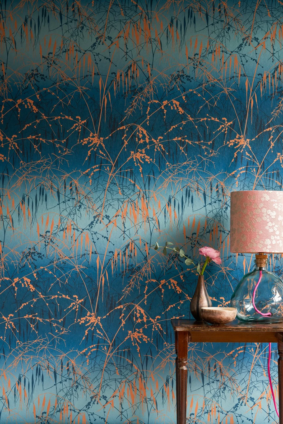 Meadow Grass French Navy & Copper Wallpaper by Clarissa Hulse - 120380_ROOMSET_01.jpg